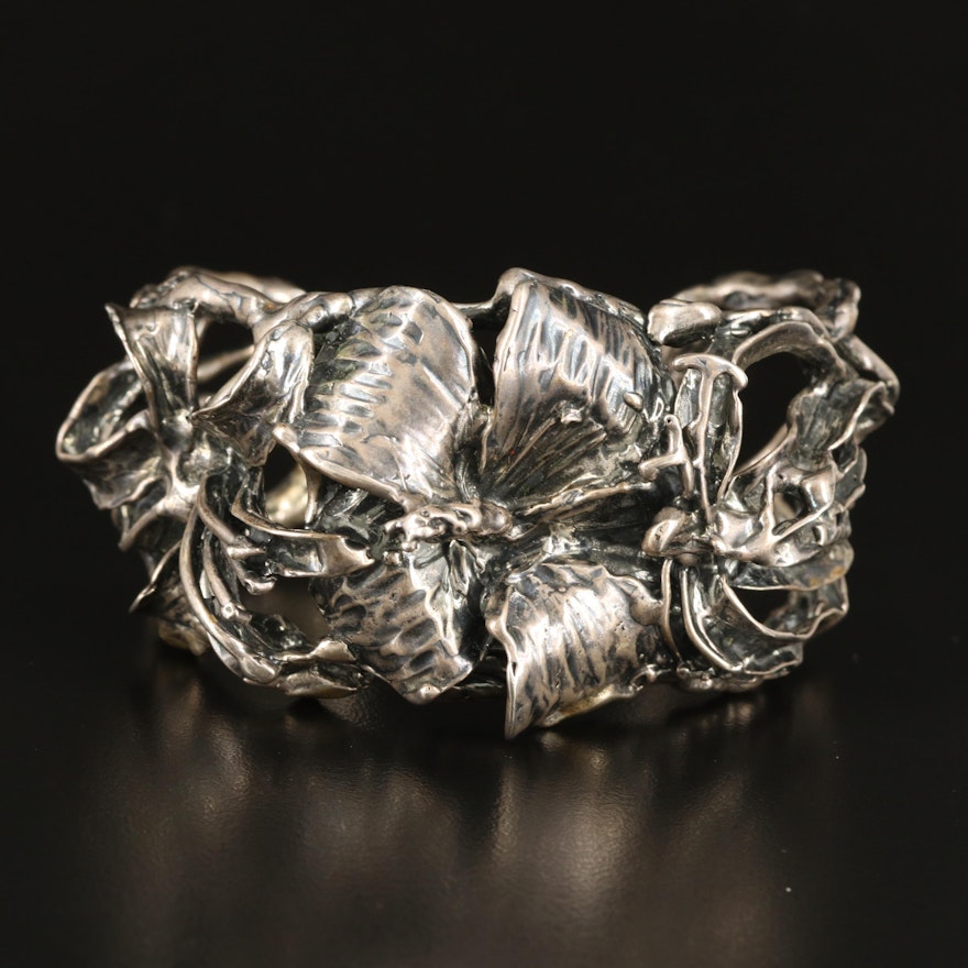 Sterling Hibiscus Cuff