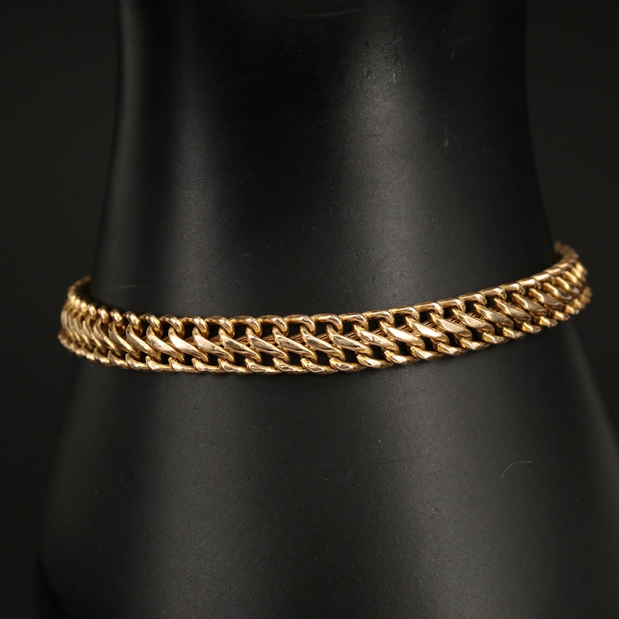 Italian 14K Double Curb Chain Bracelet