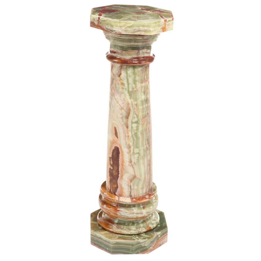Green Banded Calcite Pedestal Plant Stand