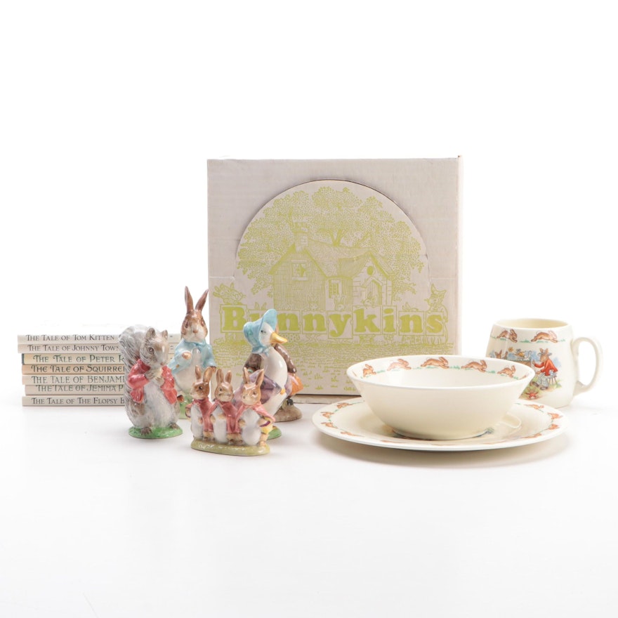 Beatrix Potter Books, Figurines and Bunnykins Royal Doulton Dinnerware
