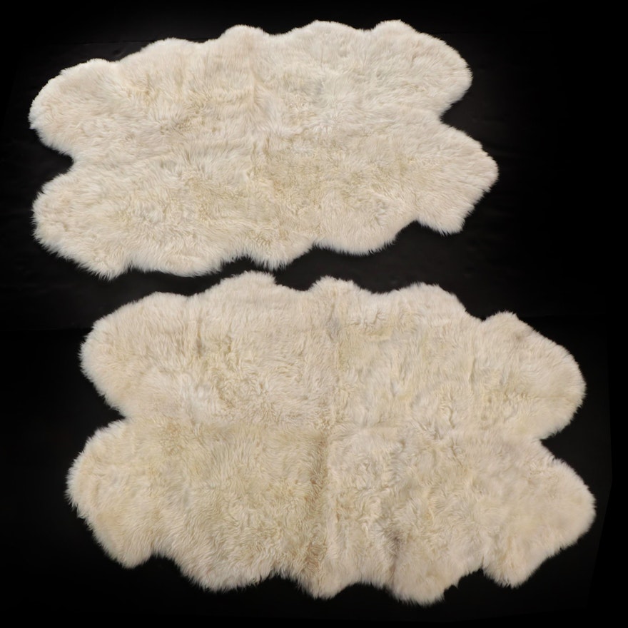 Two 3'6 x 5'6 Shear Style Collection Sheepskin Accent Rugs