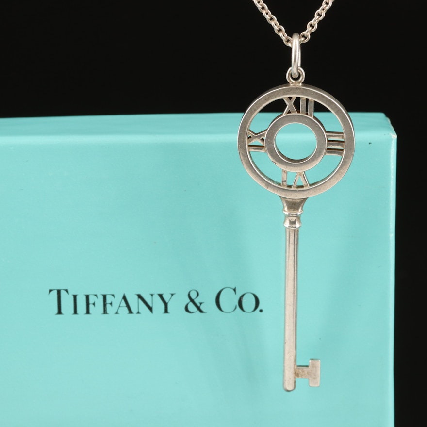 Tiffany & Co. Sterling Atlas Key Pendant Necklace