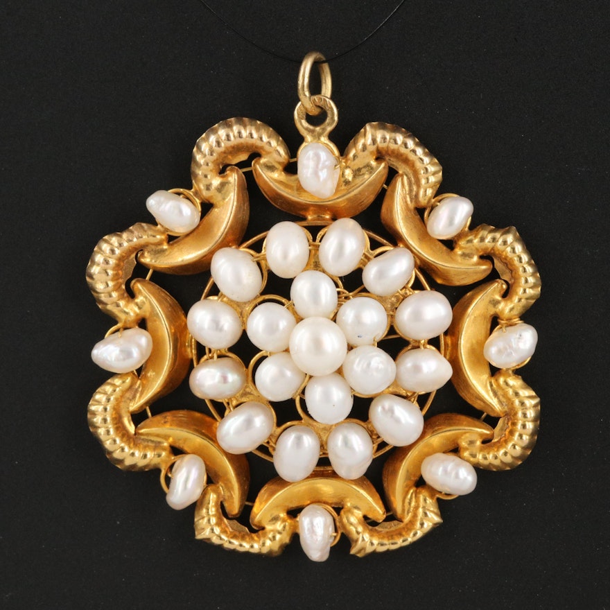 14K Openwork Pearl Pendant