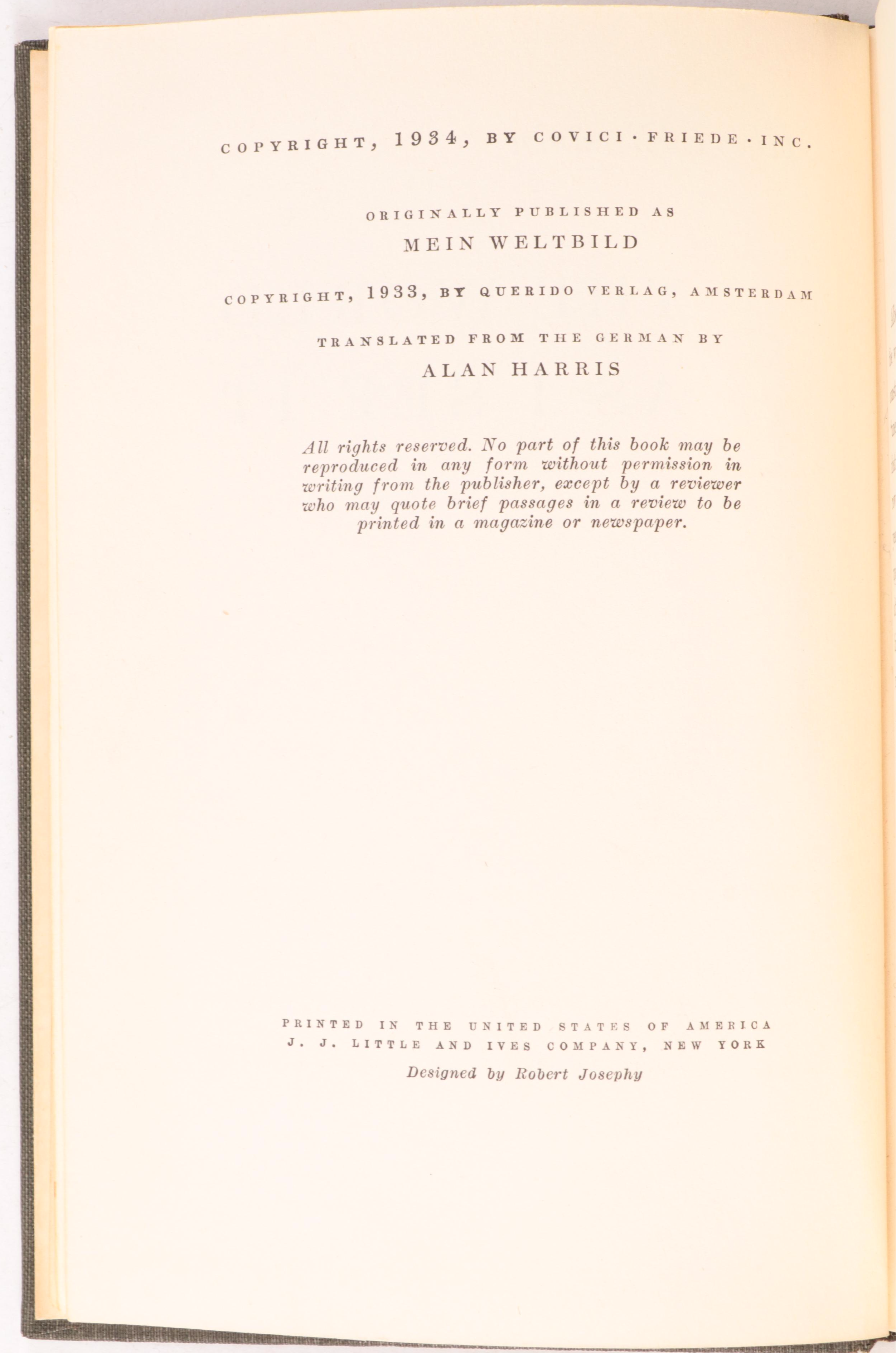 First Edition "The World as I See It" by Albert Einstein and More