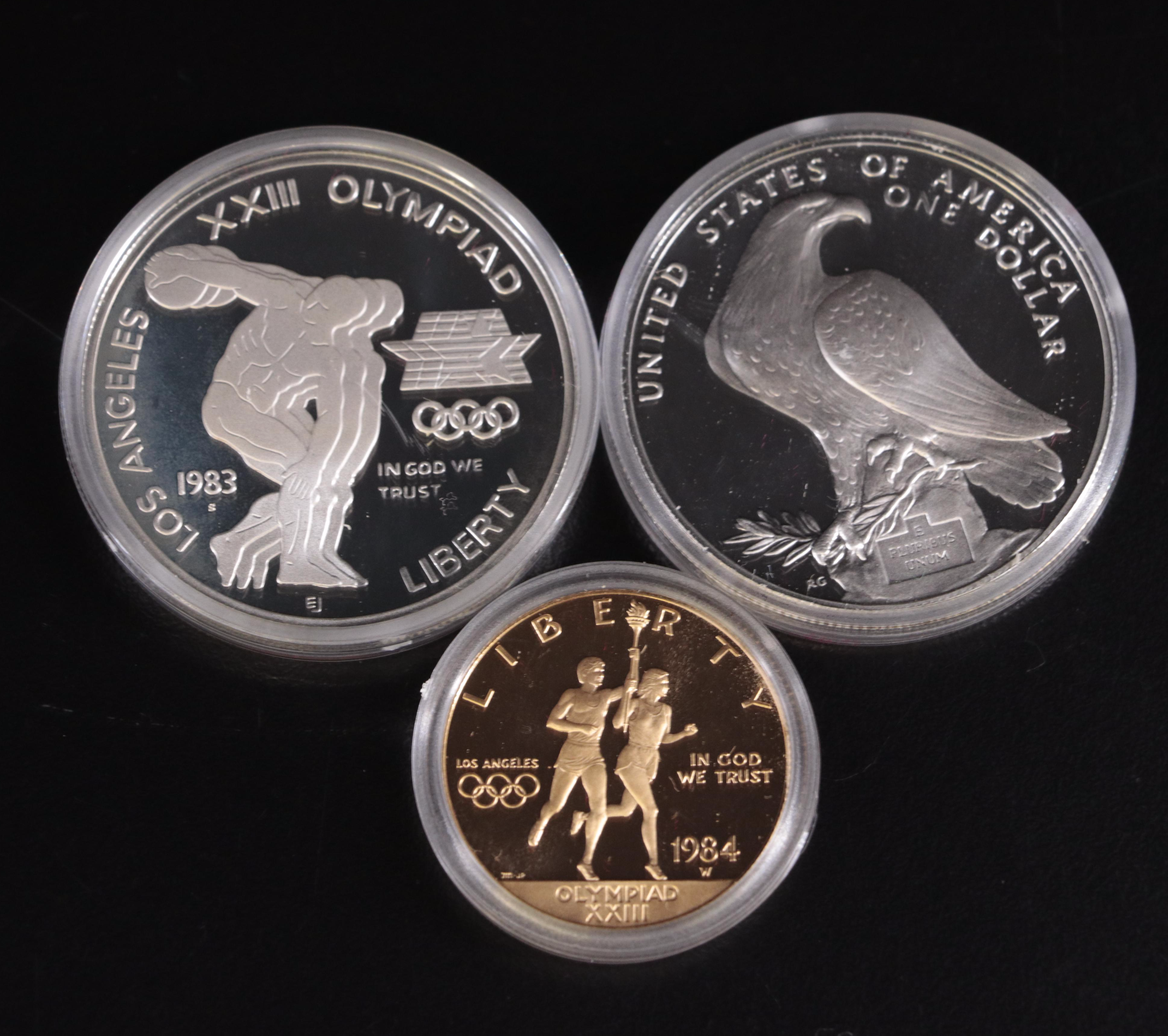 1984 Olympic Commemorative Proof Coin Set Including Gold Coin