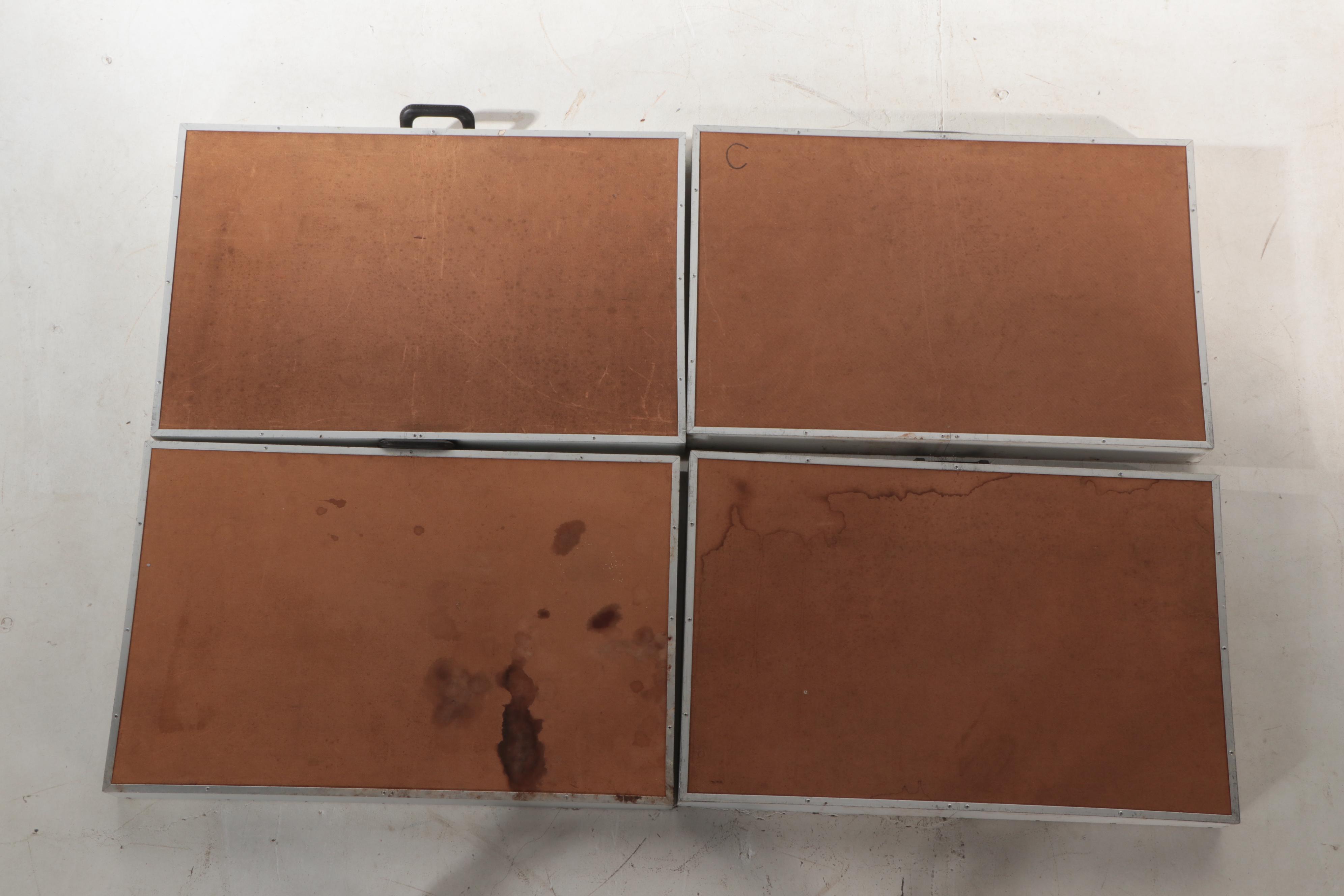 Four Allstate Mfg. Co. Aluminum and Glass Portable Tabletop Showcases