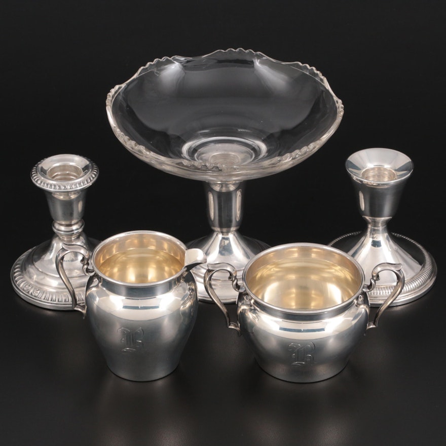Watrous Sterling Silver Creamer and Sugar with Other Sterling Décor