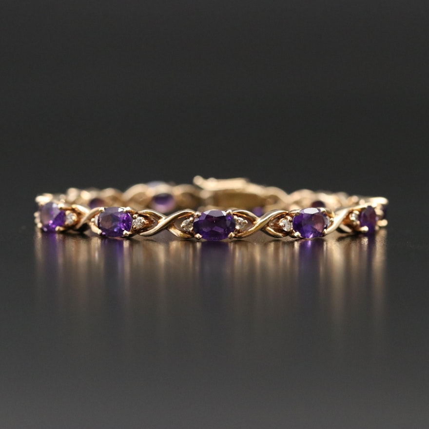 14K Amethyst and Diamond Bracelet