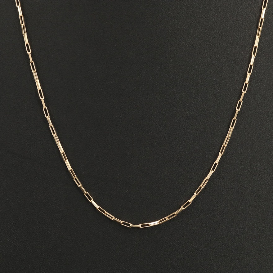 14K Elongated Cable Chain Necklace