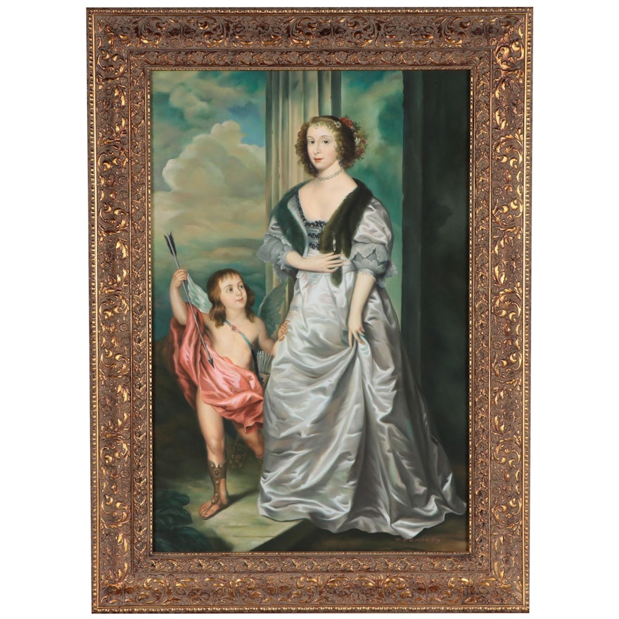 Oil Painting After Anthony van Dyck of Lady Mary Villiers and Lord Arran