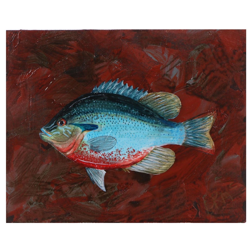 George McElveen Acrylic Painting "Redbreast Sunfish," 2021