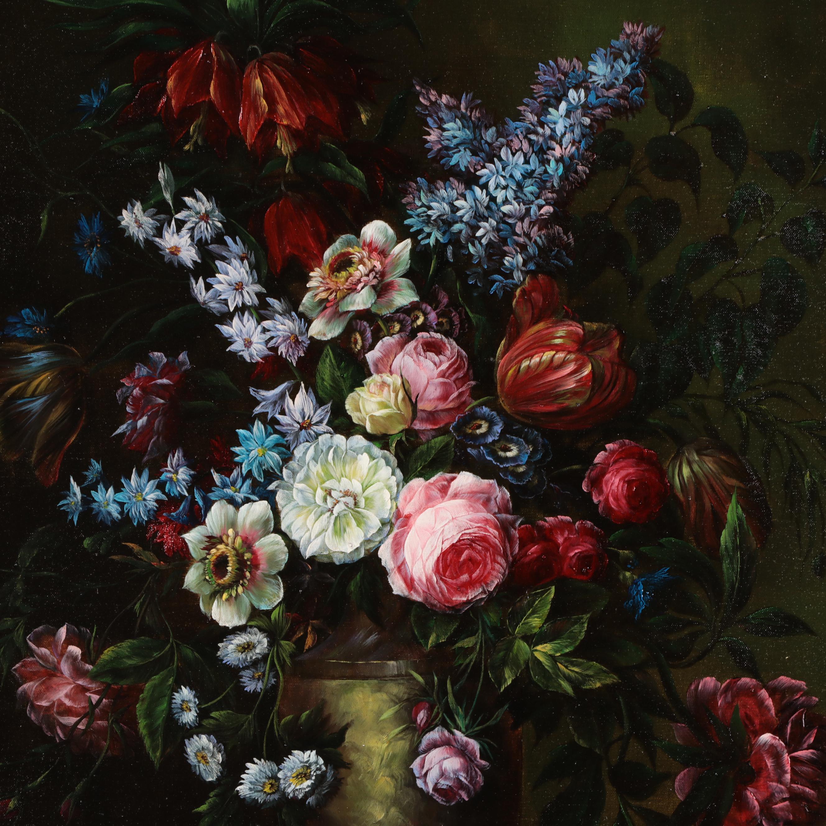 E. Raymonds Dutch Style Floral Still Life Oil Painting
