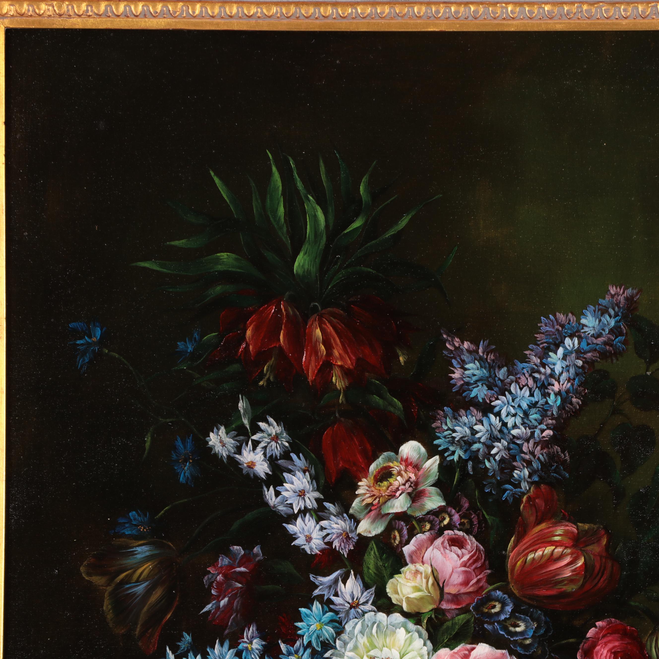 E. Raymonds Dutch Style Floral Still Life Oil Painting