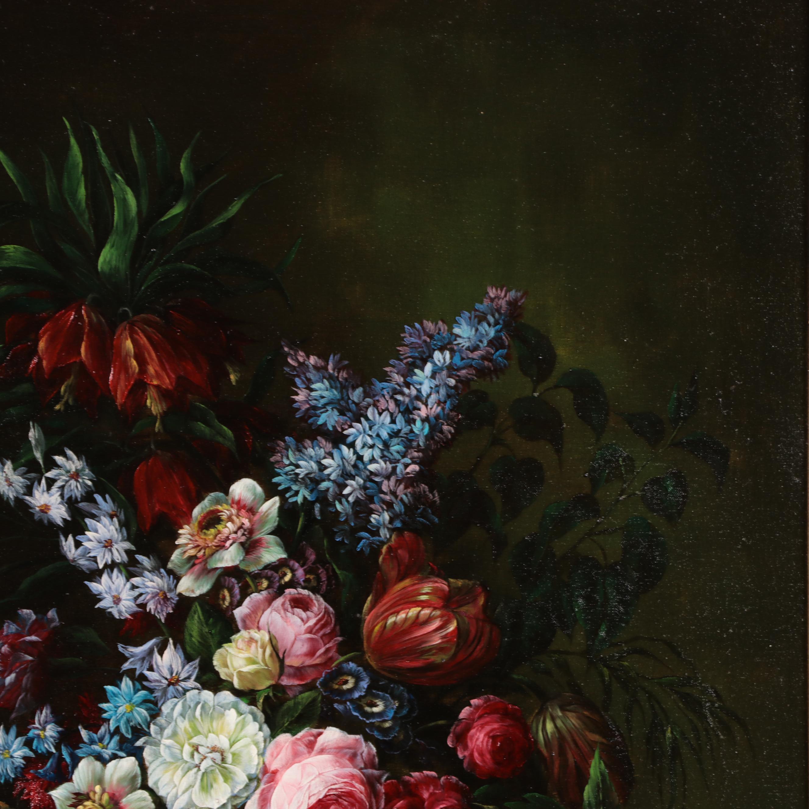 E. Raymonds Dutch Style Floral Still Life Oil Painting