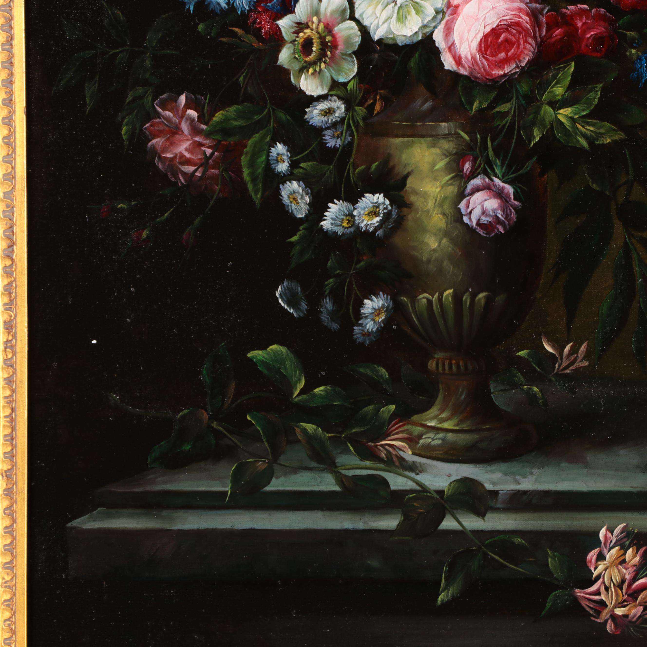 E. Raymonds Dutch Style Floral Still Life Oil Painting