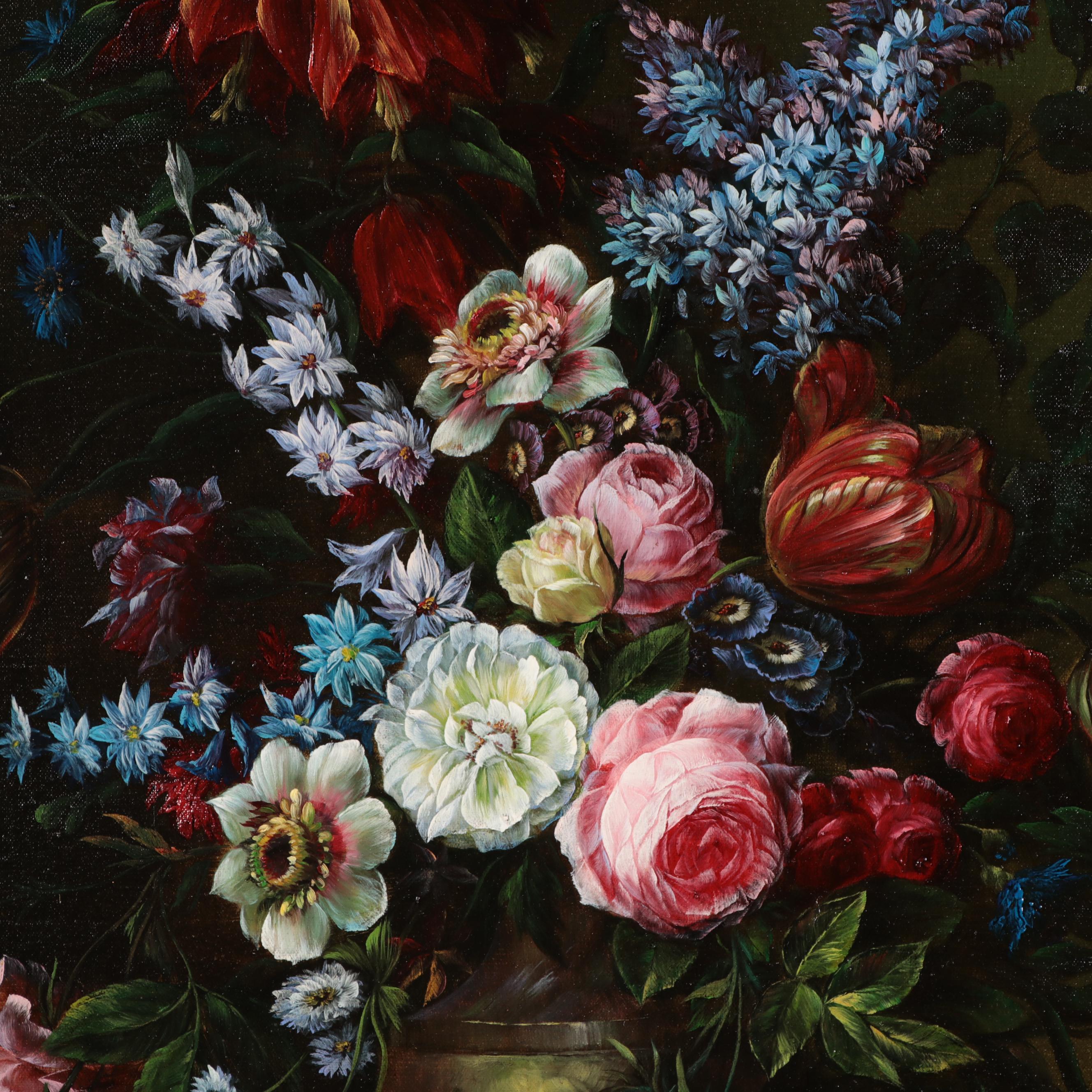E. Raymonds Dutch Style Floral Still Life Oil Painting