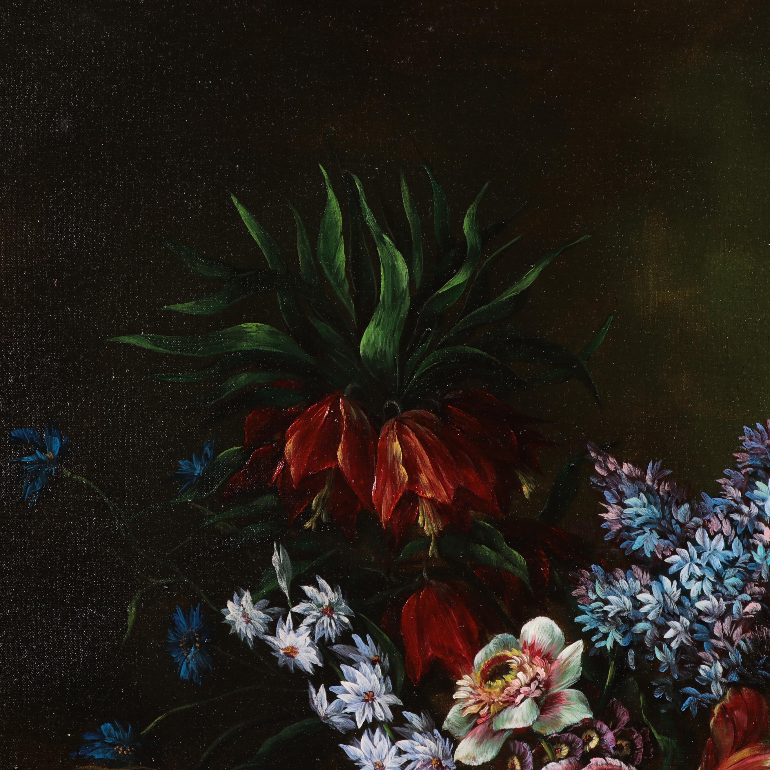 E. Raymonds Dutch Style Floral Still Life Oil Painting