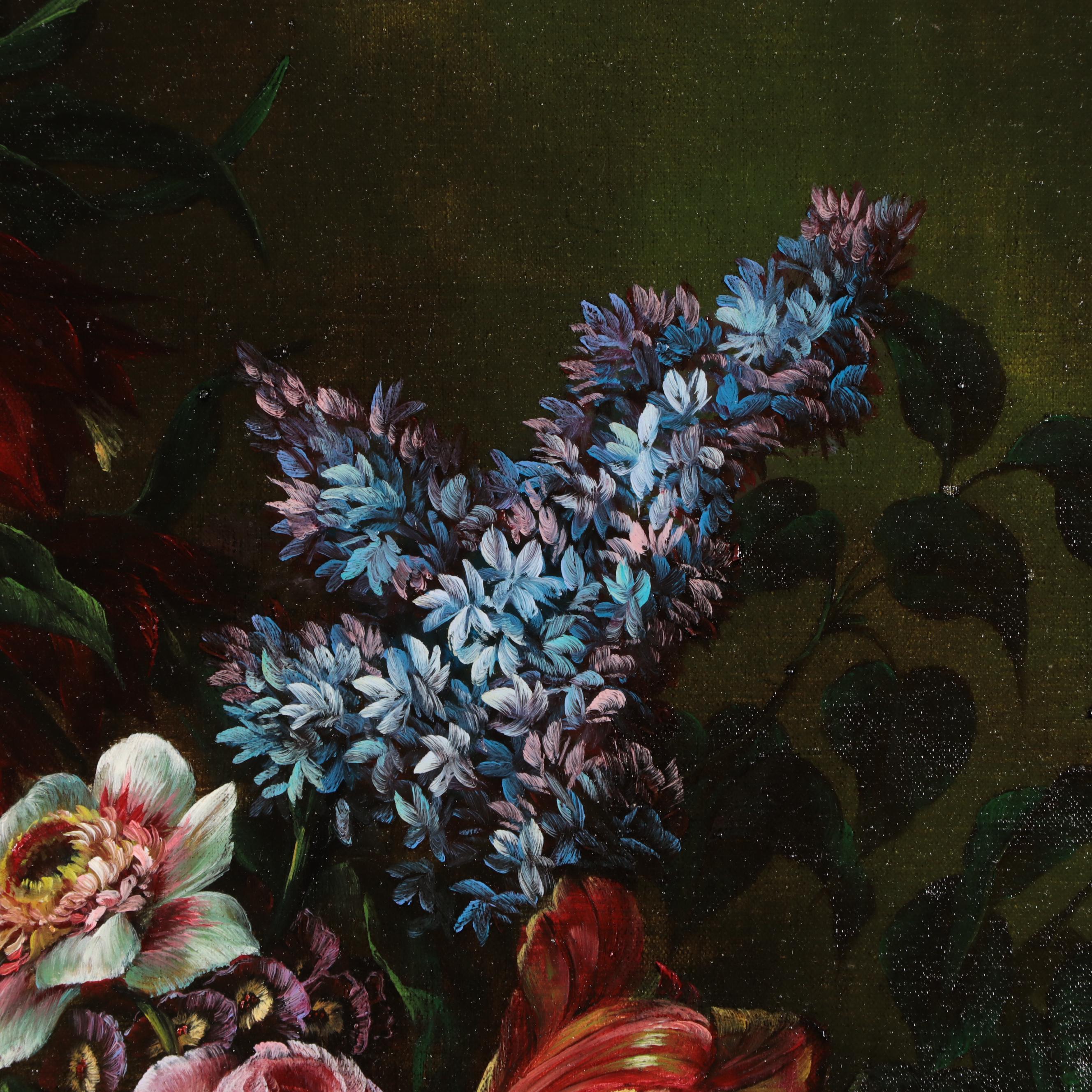 E. Raymonds Dutch Style Floral Still Life Oil Painting