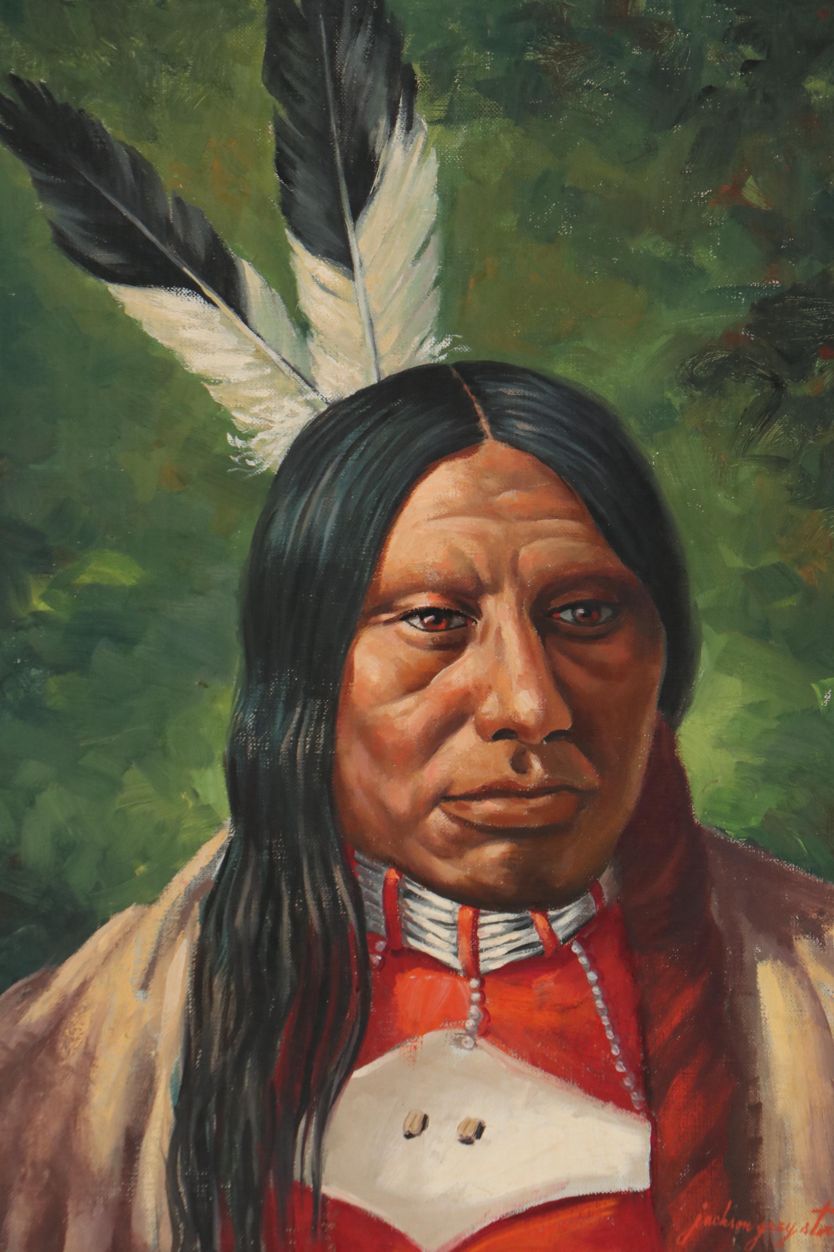 Jackson Grey Storey Portrait Oil Painting "Oglala Sioux"