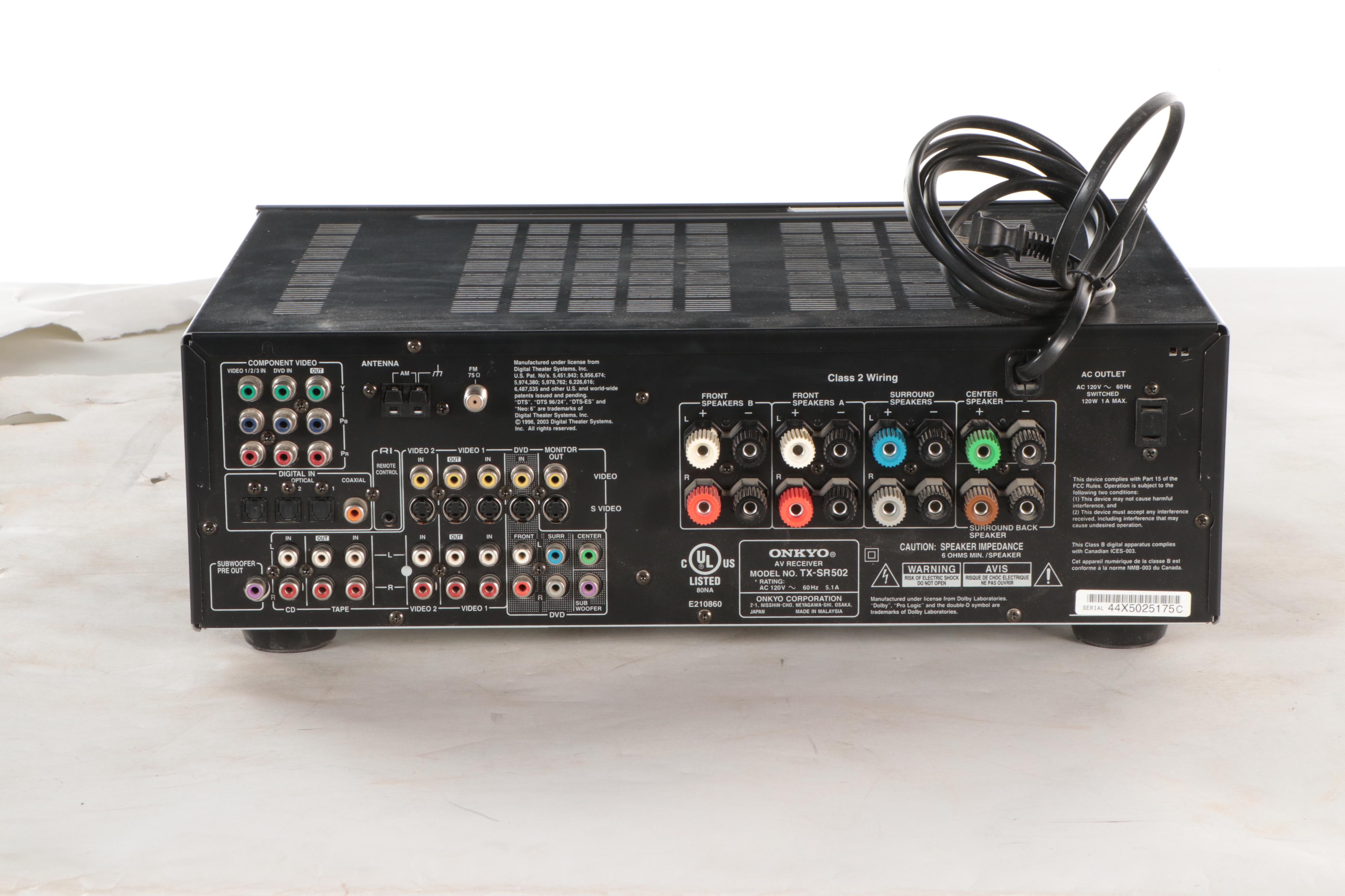 Onkyo AV Receiver and JL Audio Speaker in Cabinet, ca. 2004