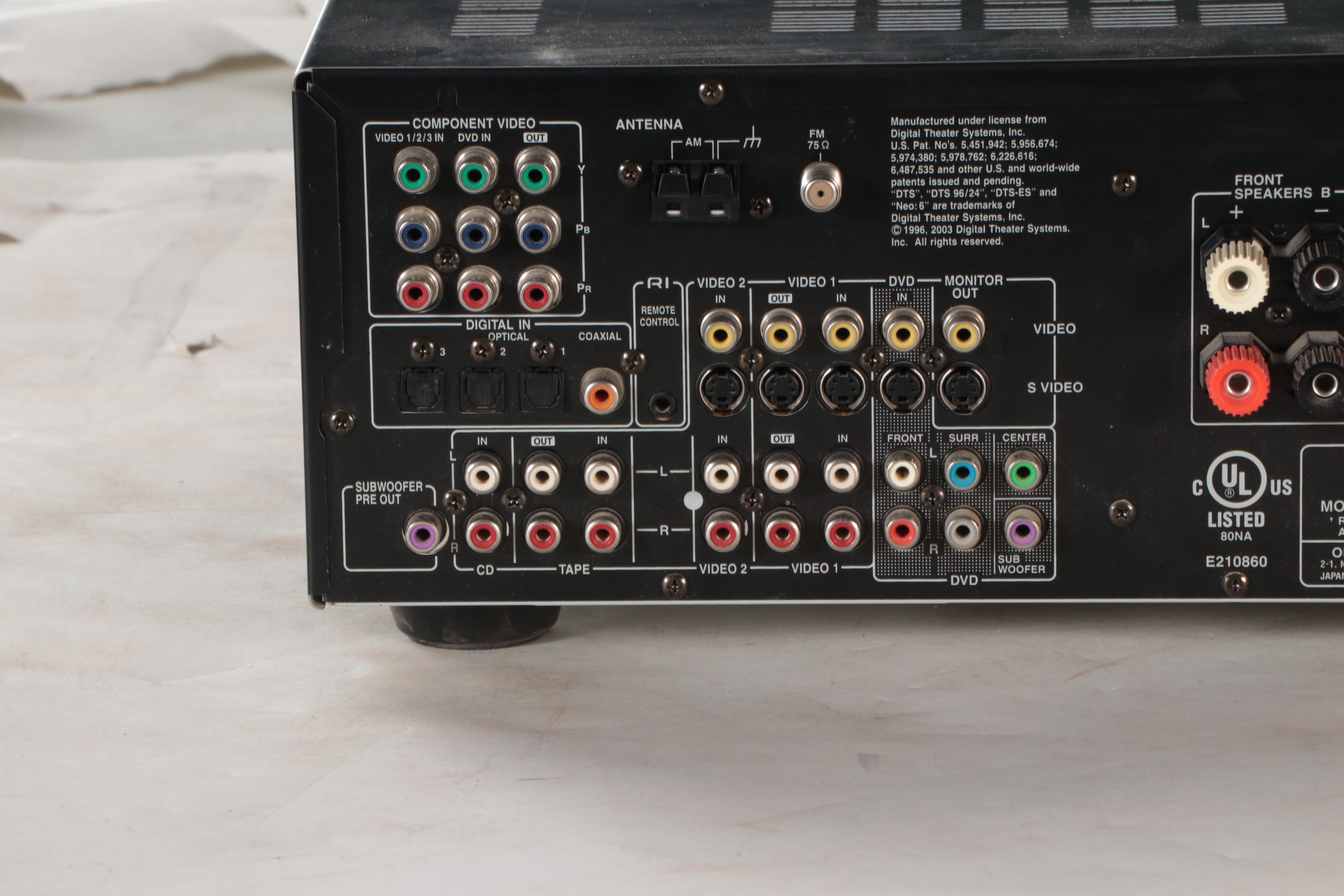 Onkyo AV Receiver and JL Audio Speaker in Cabinet, ca. 2004