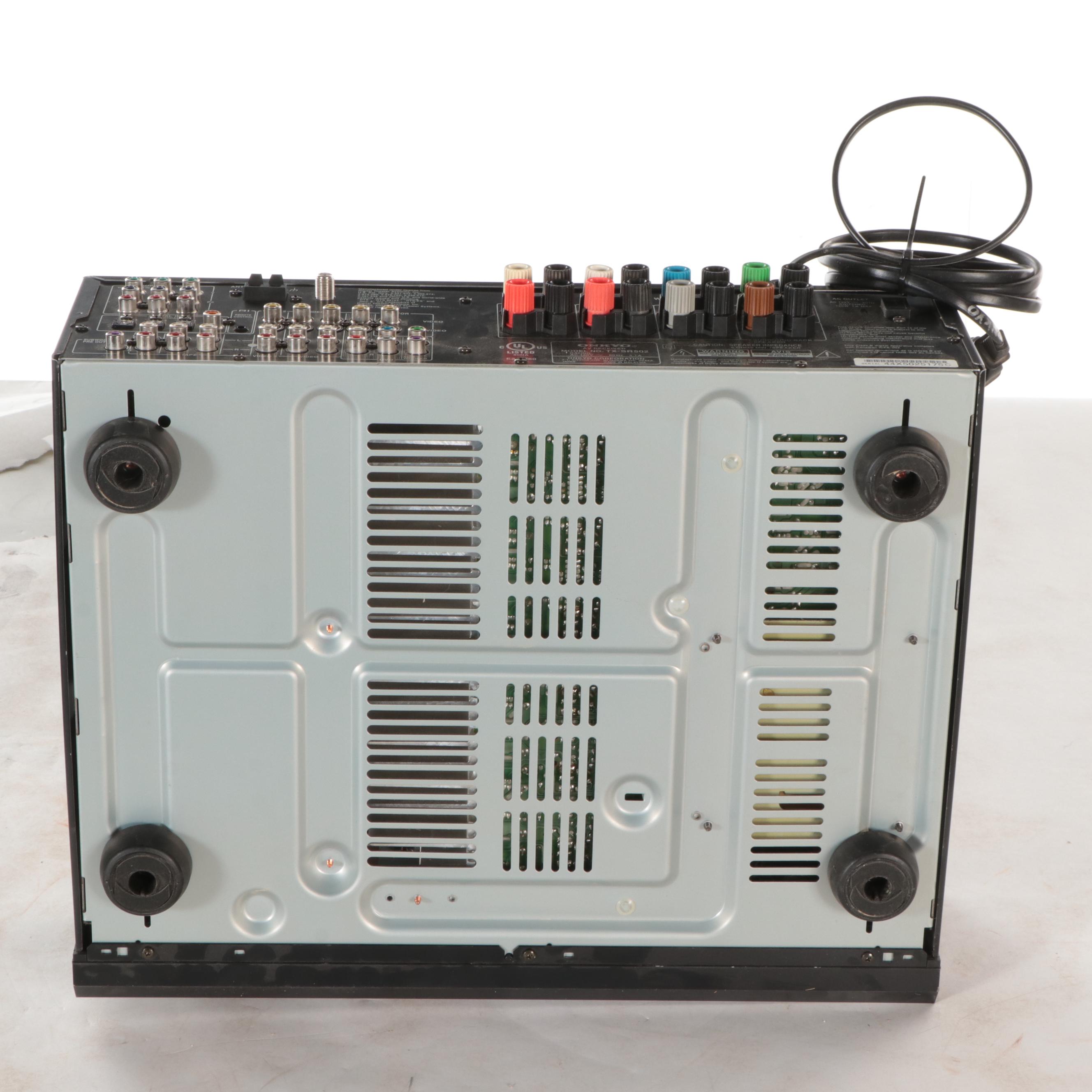 Onkyo AV Receiver and JL Audio Speaker in Cabinet, ca. 2004