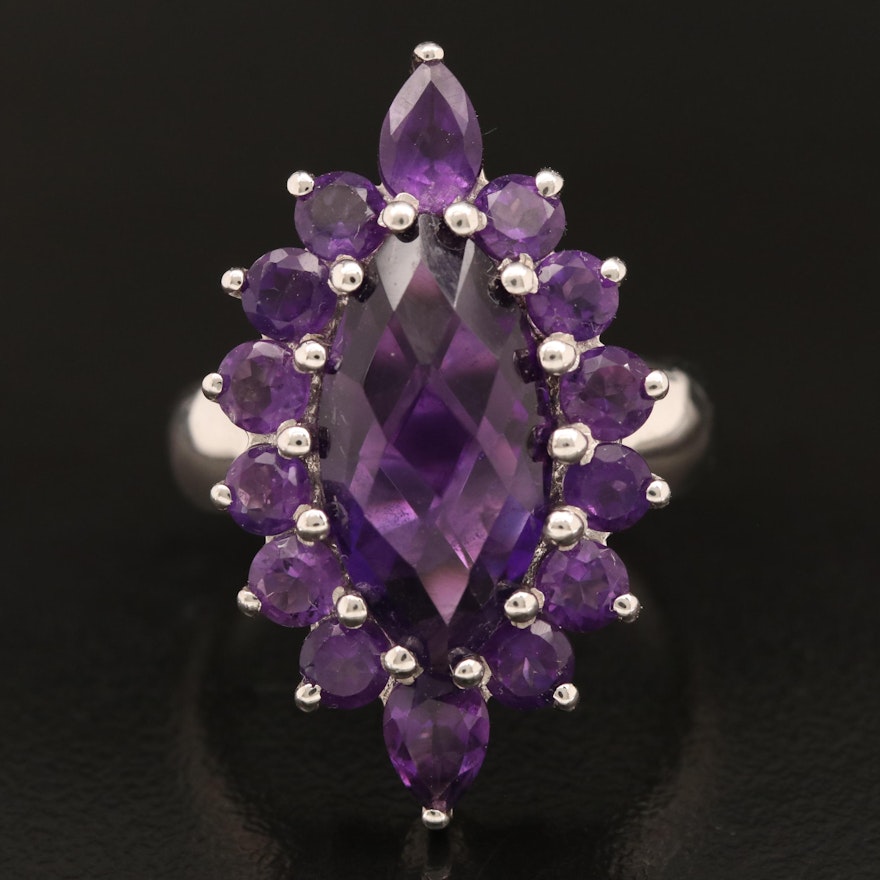 Sterling Amethyst Navette Ring