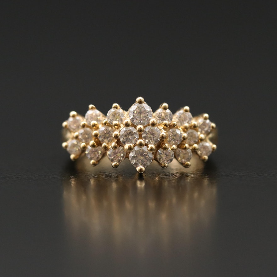 14K Cubic Zirconia Stepped Ring