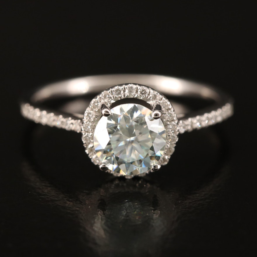 14K Moissanite and Diamond Ring