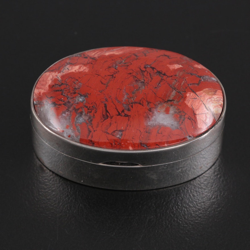 Taxco Mexican Sterling Silver and Red Jasper Trinket Box