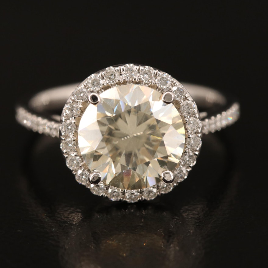 14K Moissanite and Diamond Ring