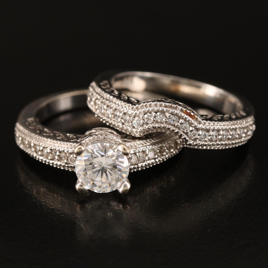 14K Cubic Zirconia Ring and Band Set