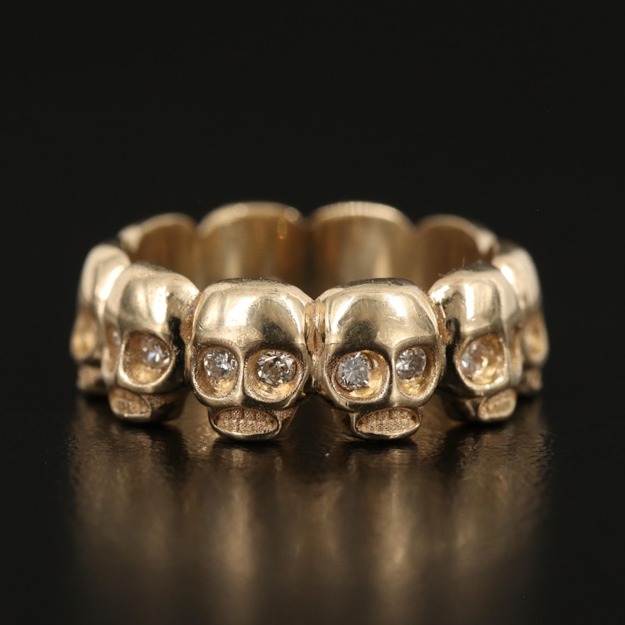 14K 0.42 CTW Diamond Eternity Skull Band