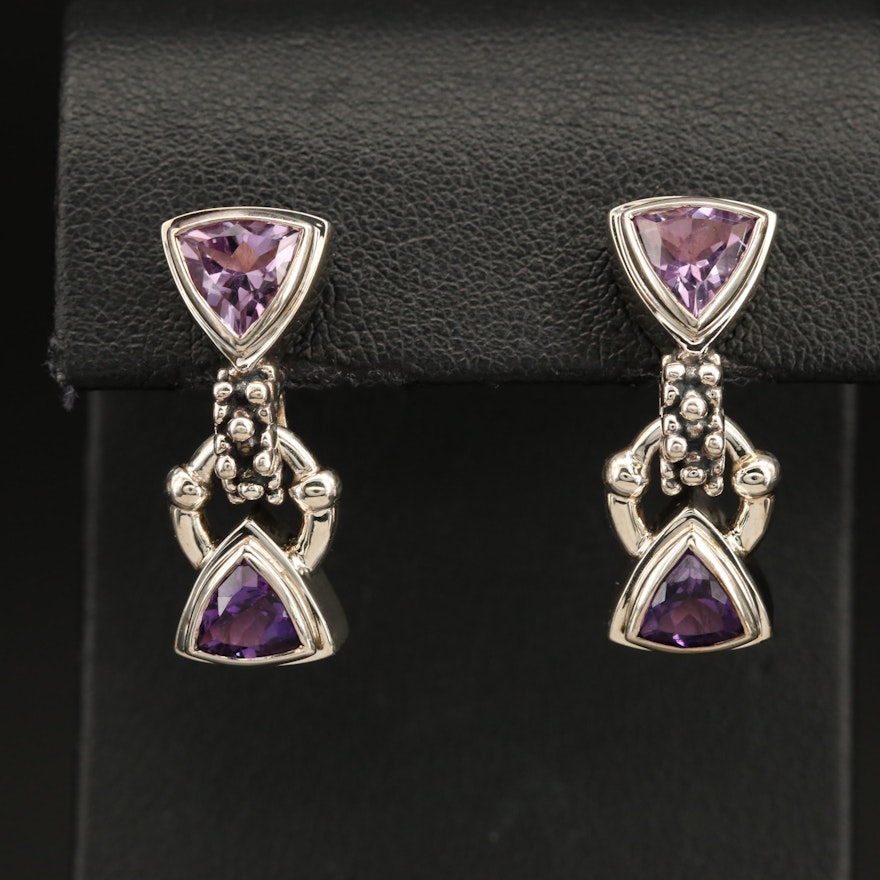 Michael Dawkins Sterling Amethyst Earrings