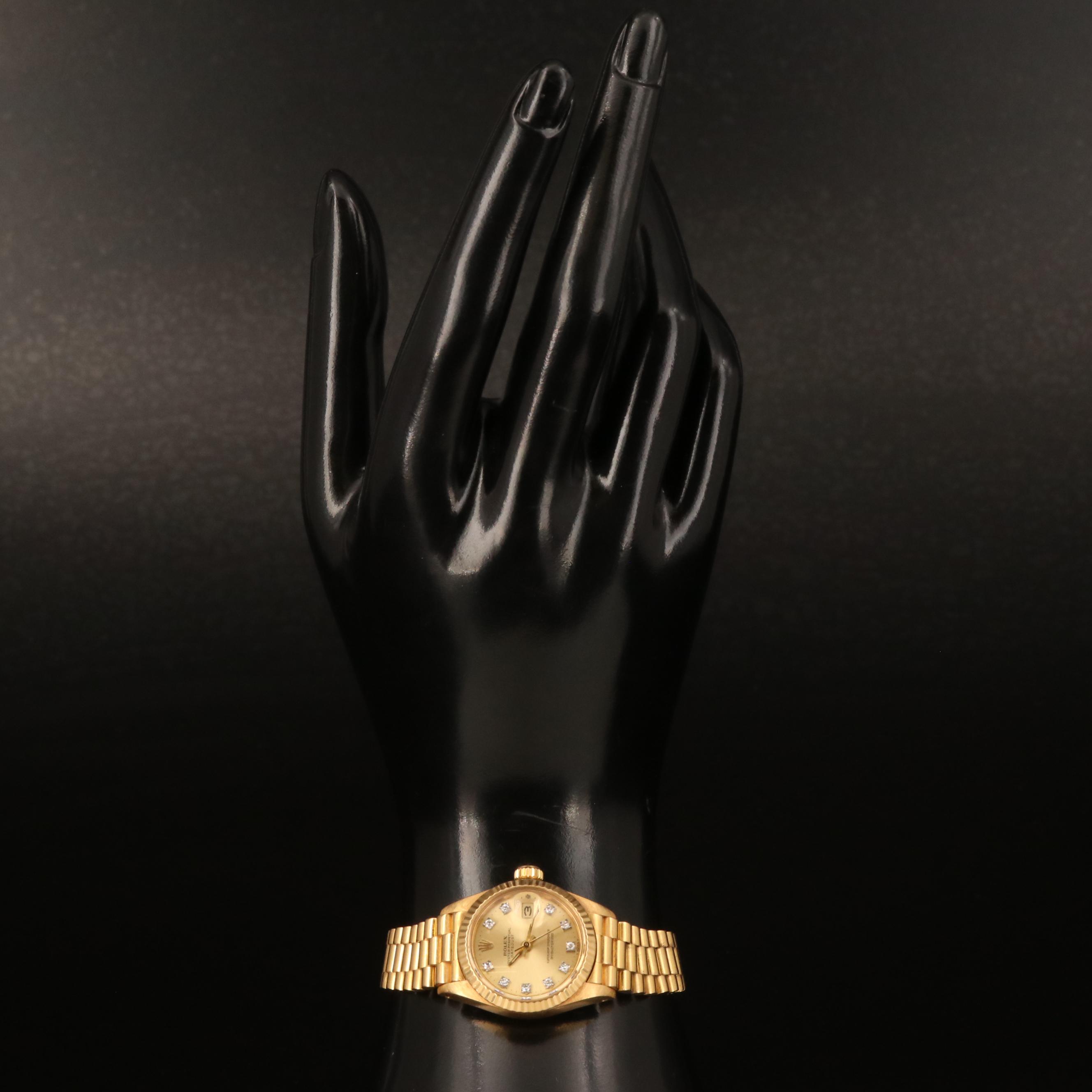 1981 Rolex Datejust 18K Watch with Diamond Dial