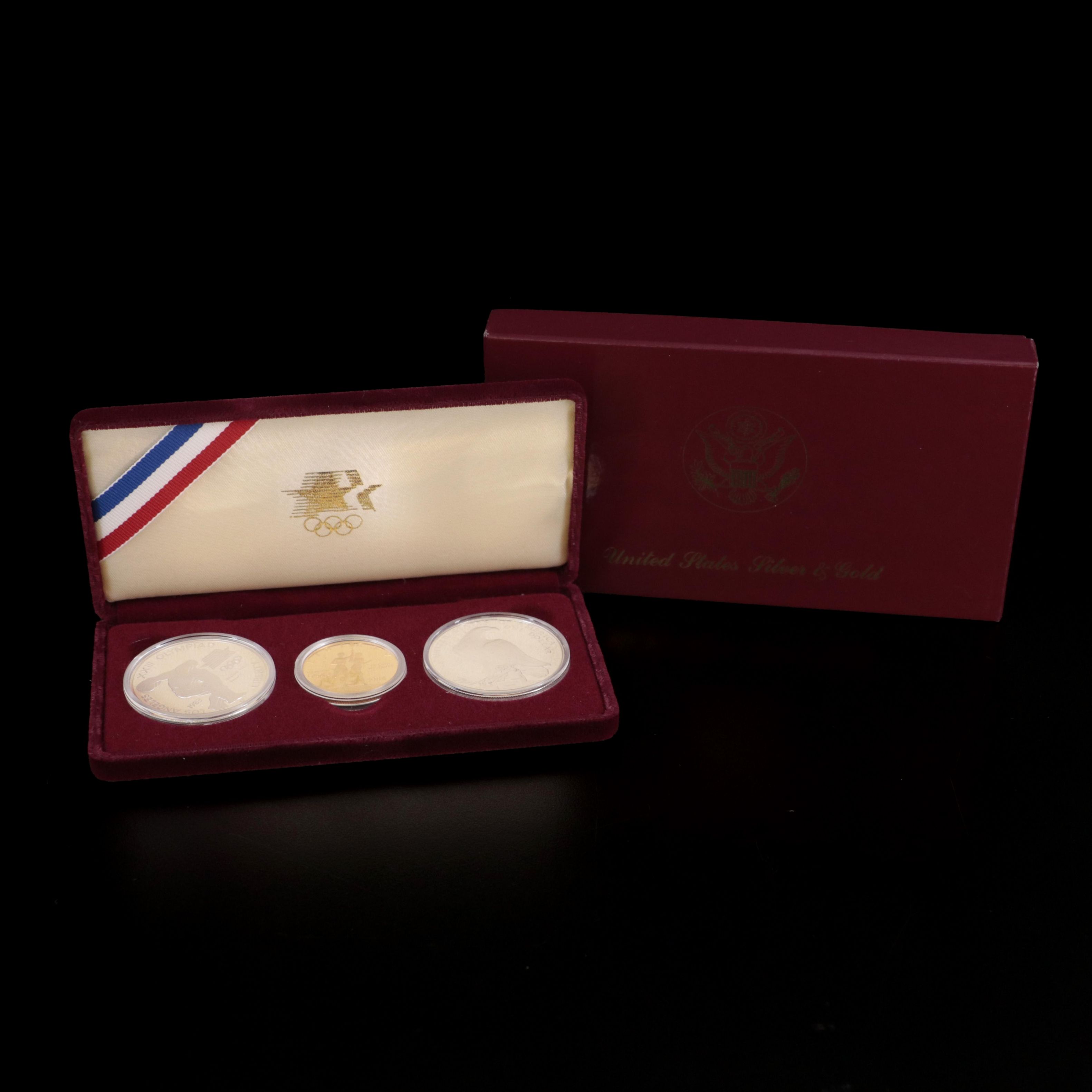 1984 Olympic Commemorative Proof Coin Set Including Gold Coin