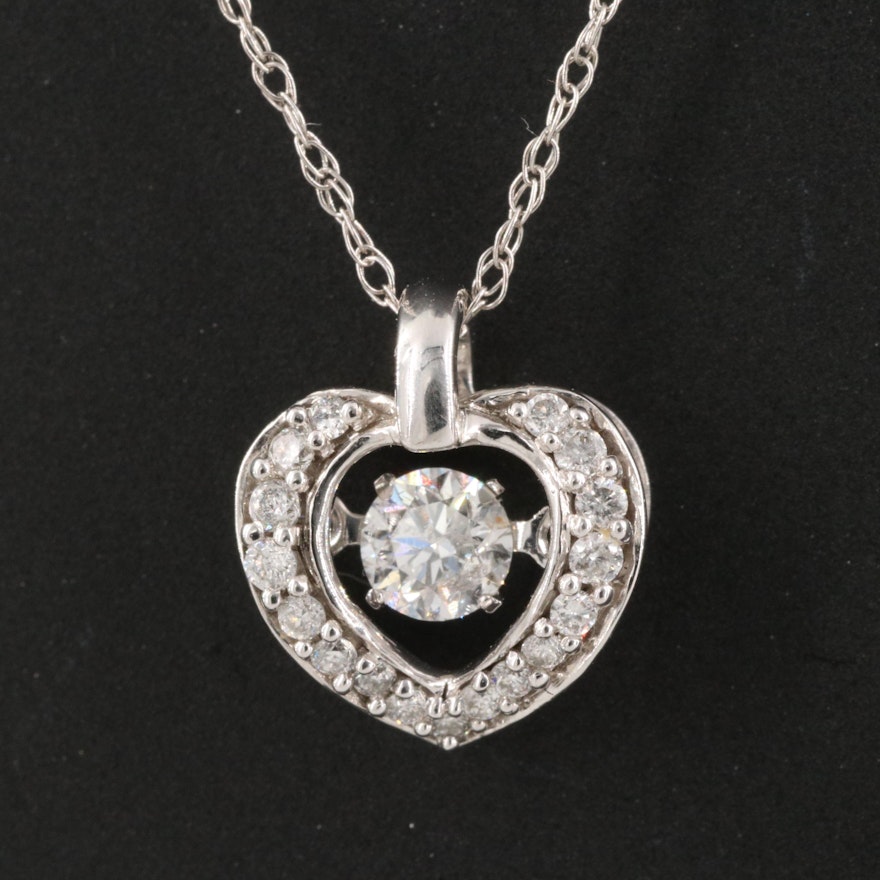 14K 0.24 CTW Diamond Trembler Heart Pendant Necklace
