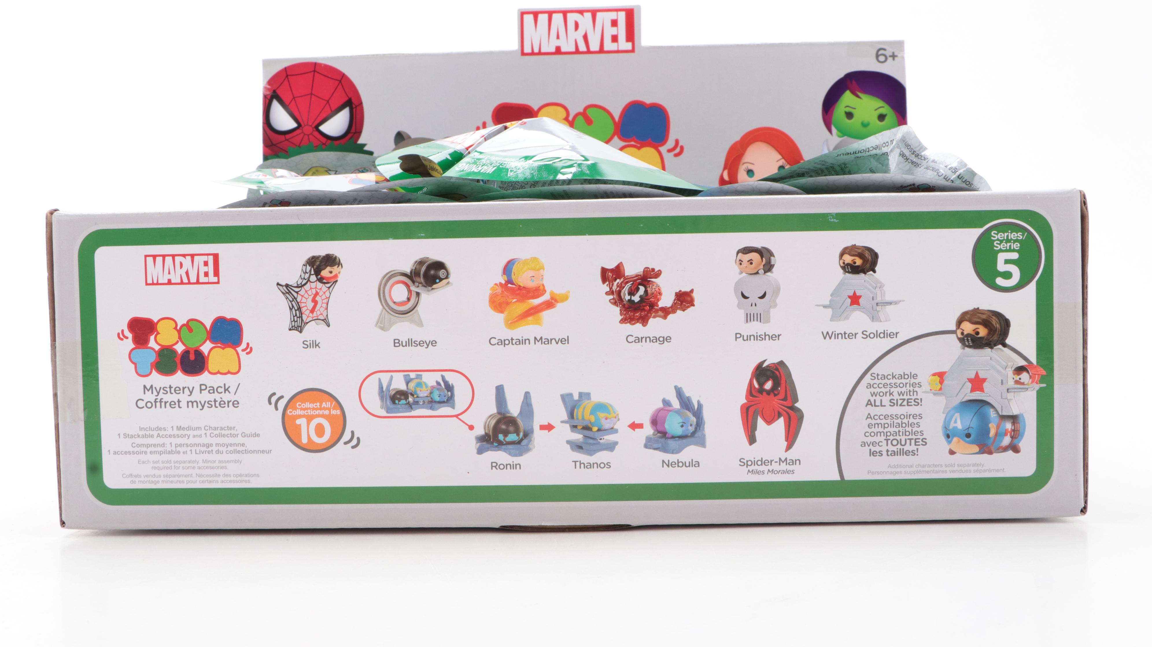 Box of Marvel Themed Disney "Tsum Tsum" Mystery Packs by Jakks Pacific