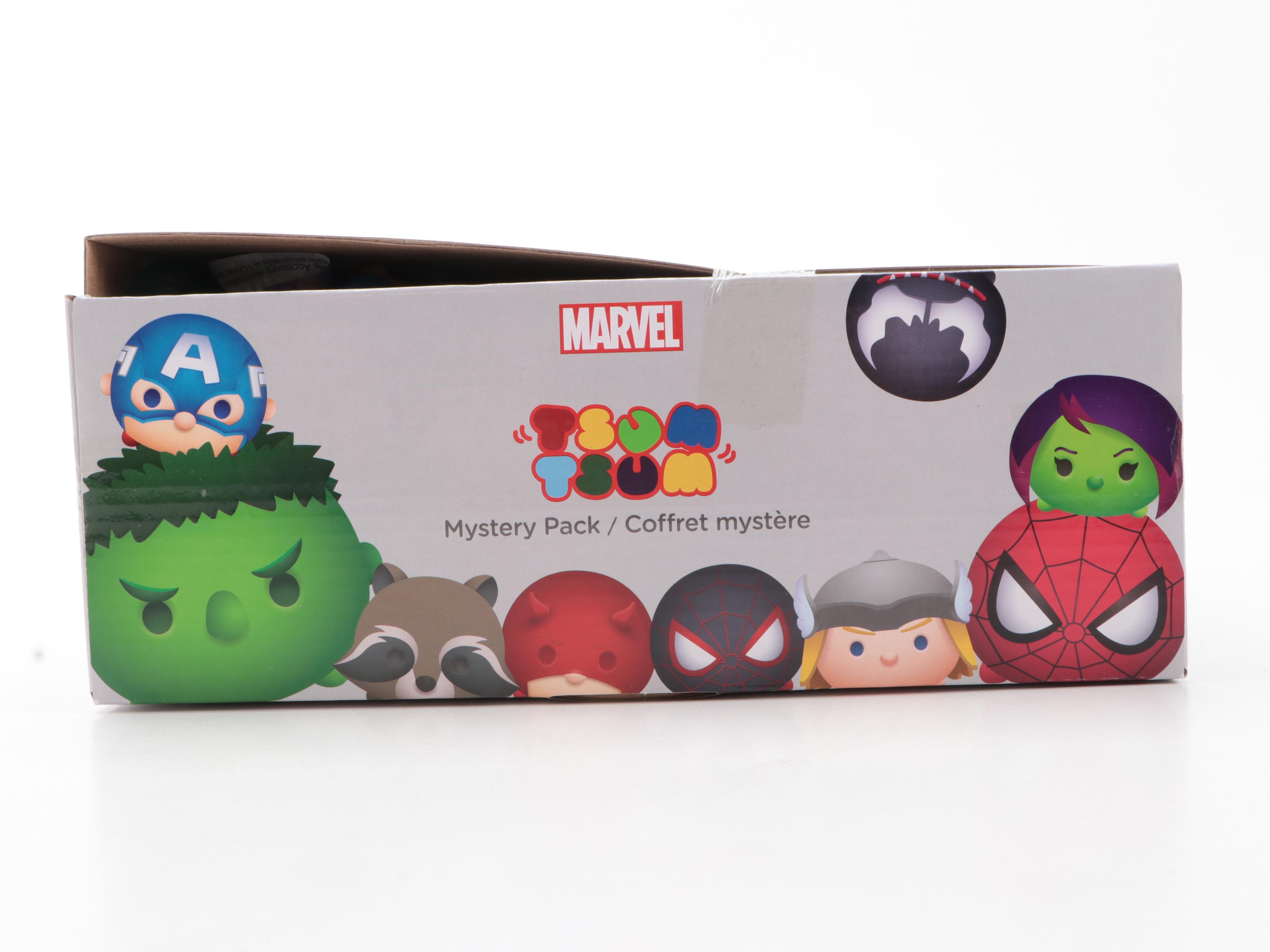 Box of Marvel Themed Disney "Tsum Tsum" Mystery Packs by Jakks Pacific