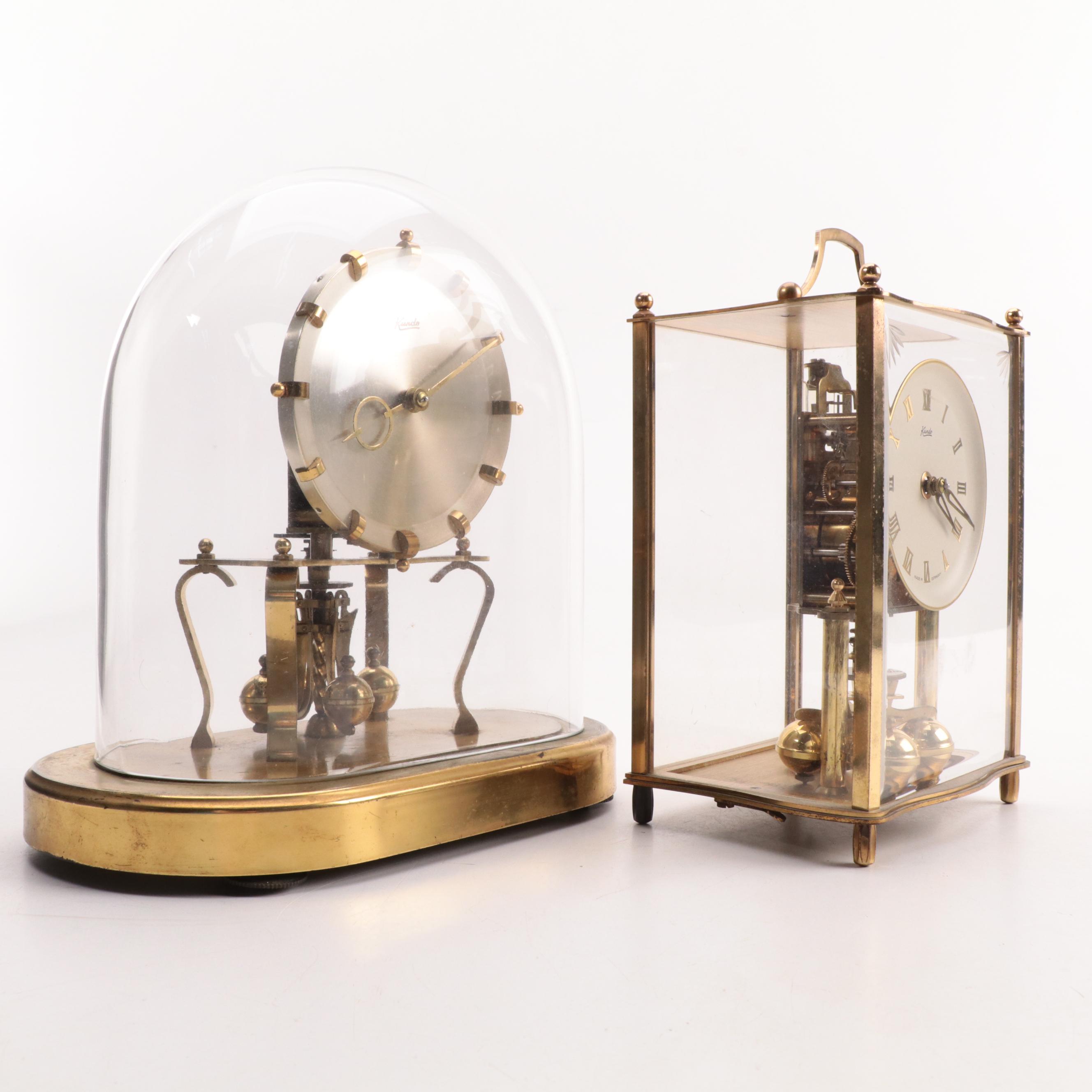 Kundo K&O Brass Anniversary Clock and Carriage Clock, Mid to Late 20th Century