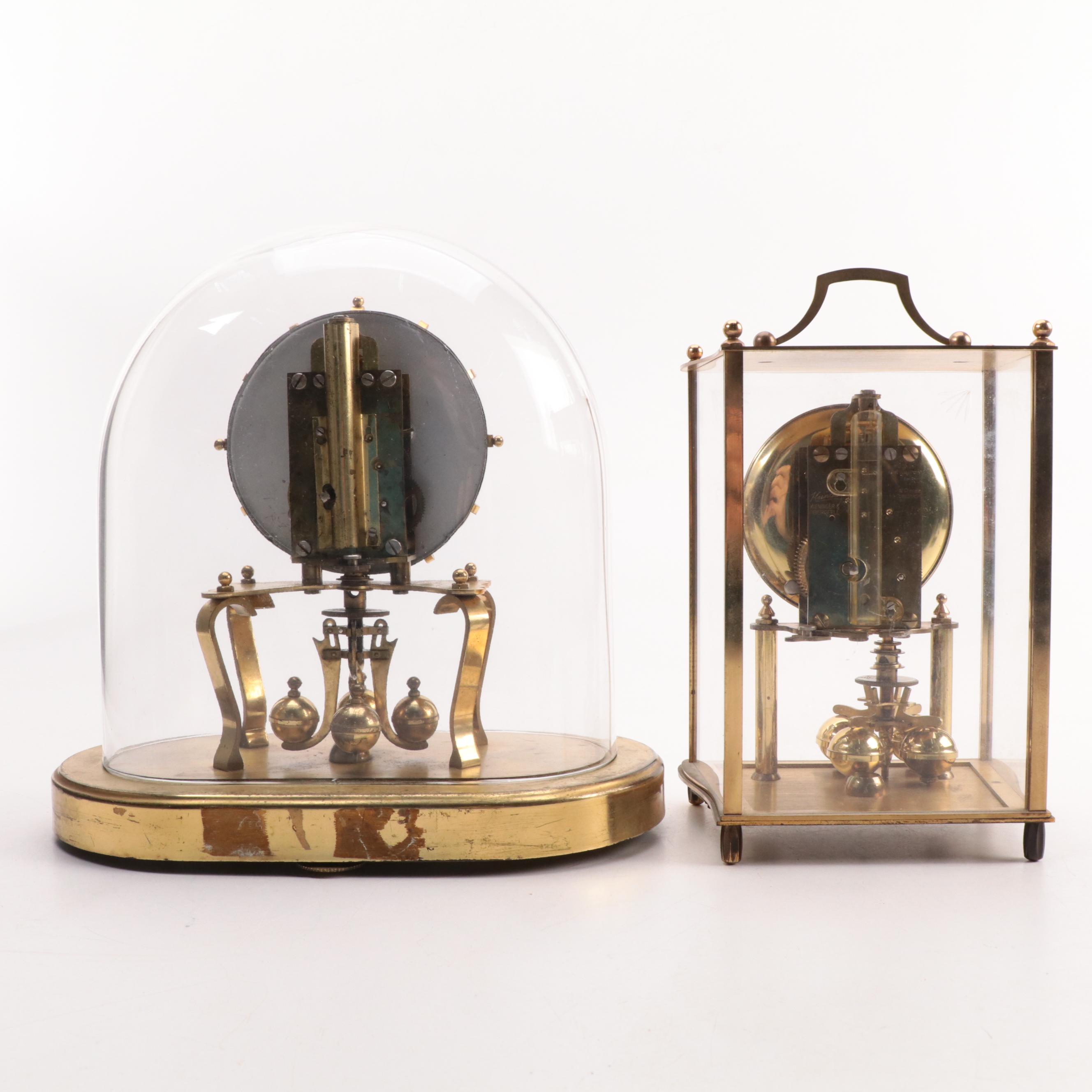 Kundo K&O Brass Anniversary Clock and Carriage Clock, Mid to Late 20th Century