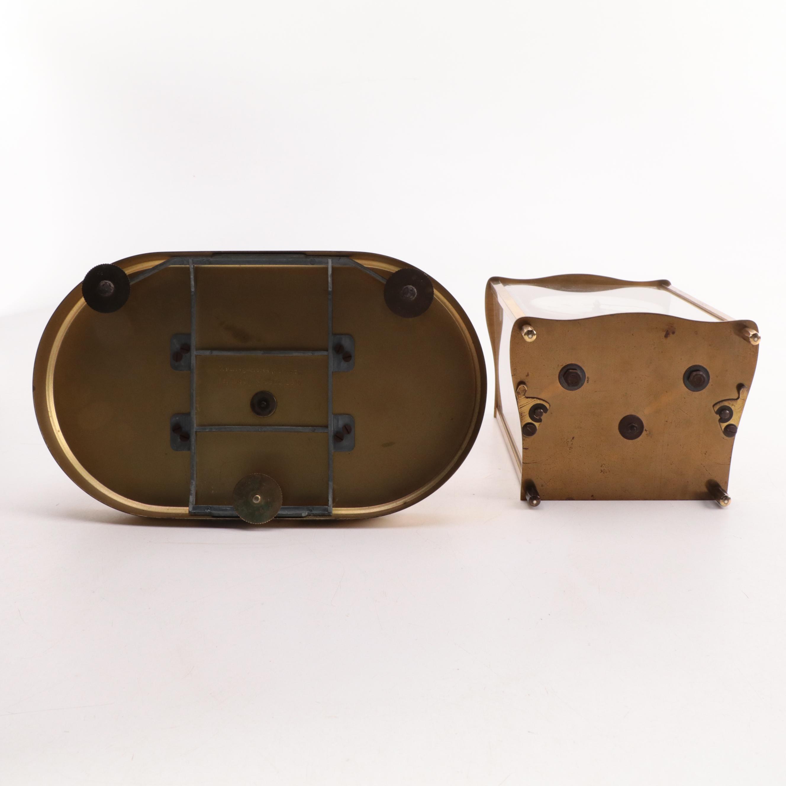 Kundo K&O Brass Anniversary Clock and Carriage Clock, Mid to Late 20th Century
