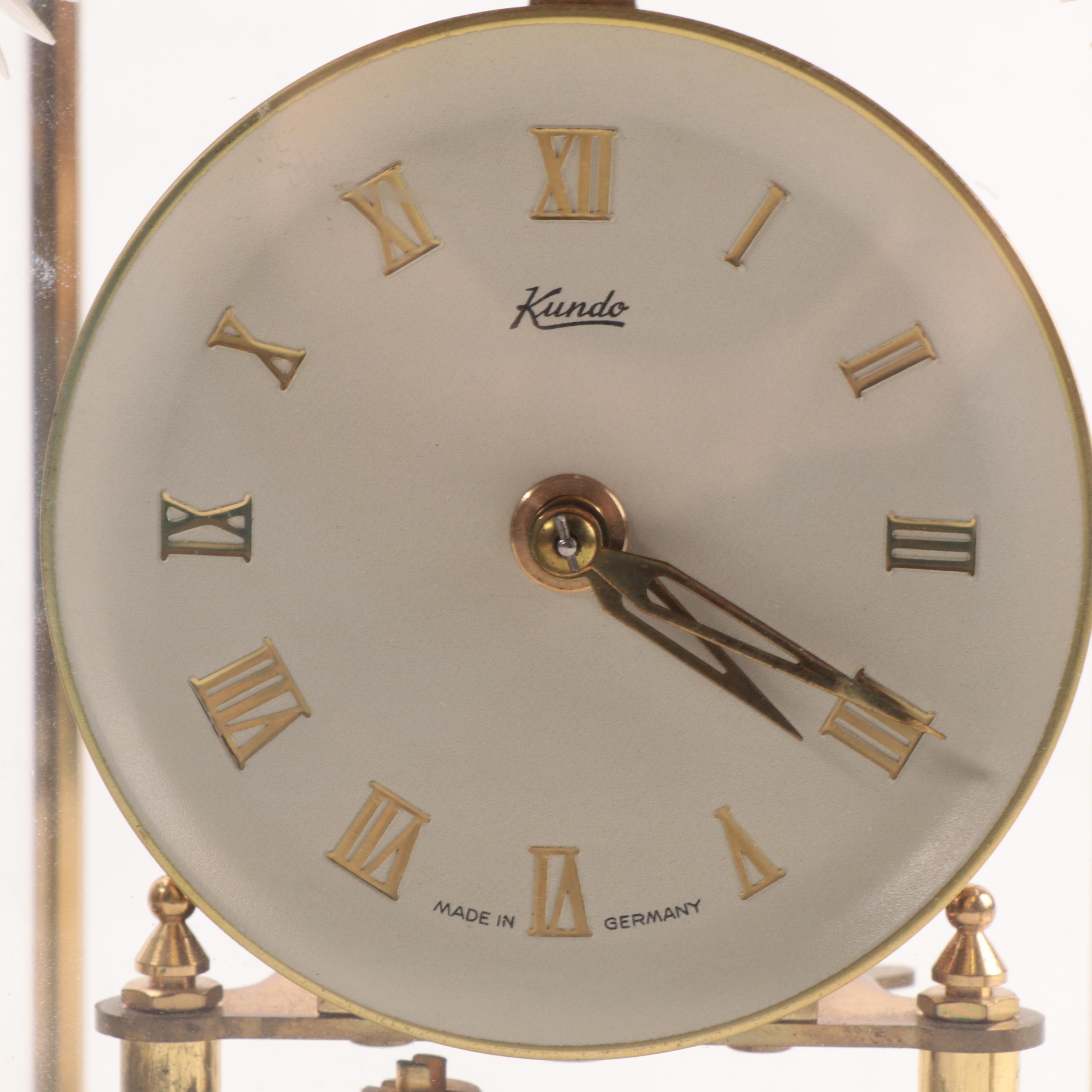 Kundo K&O Brass Anniversary Clock and Carriage Clock, Mid to Late 20th Century