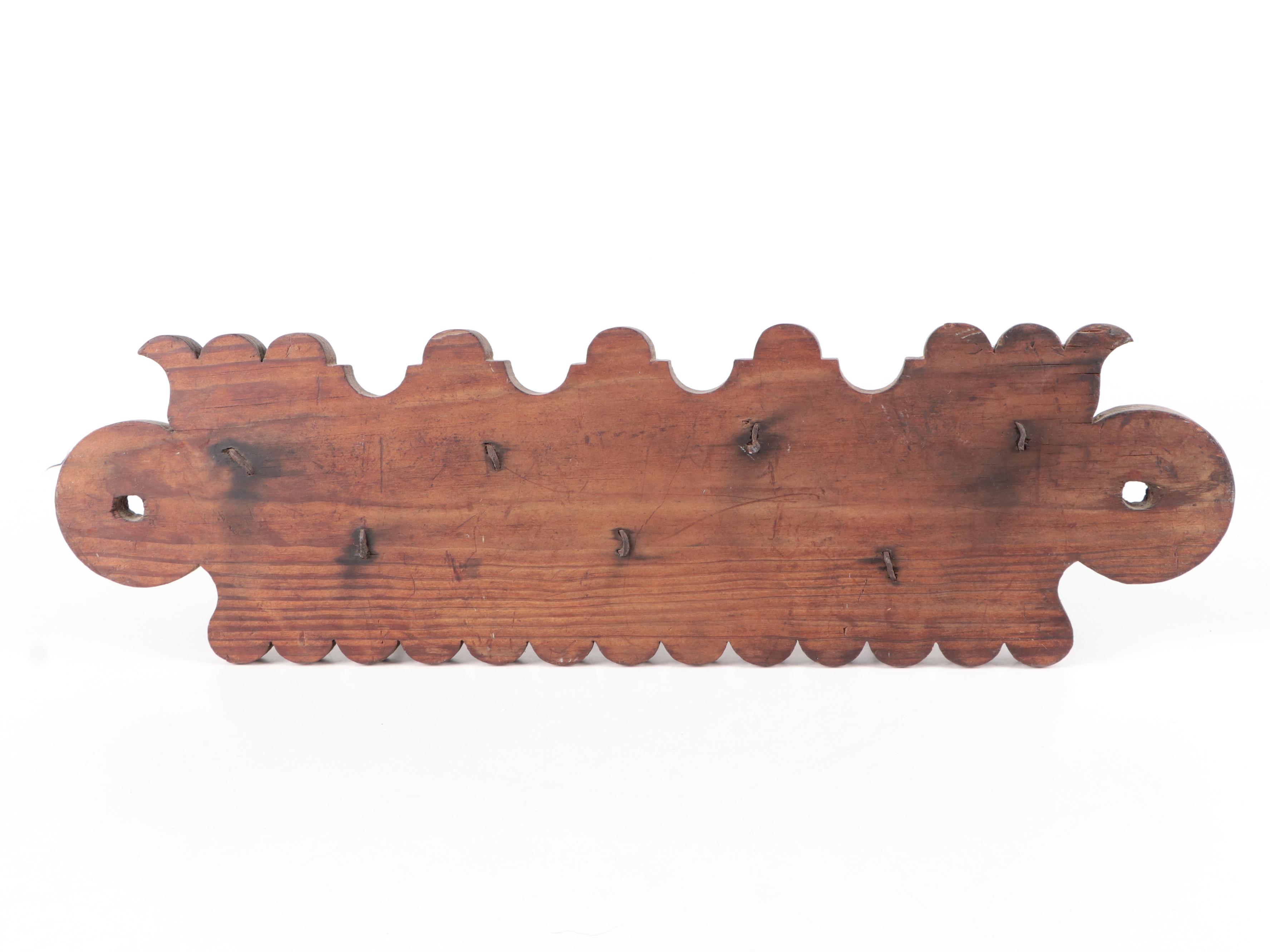 Primitive Wooden and Iron Game Hook or Herb Drying Rack