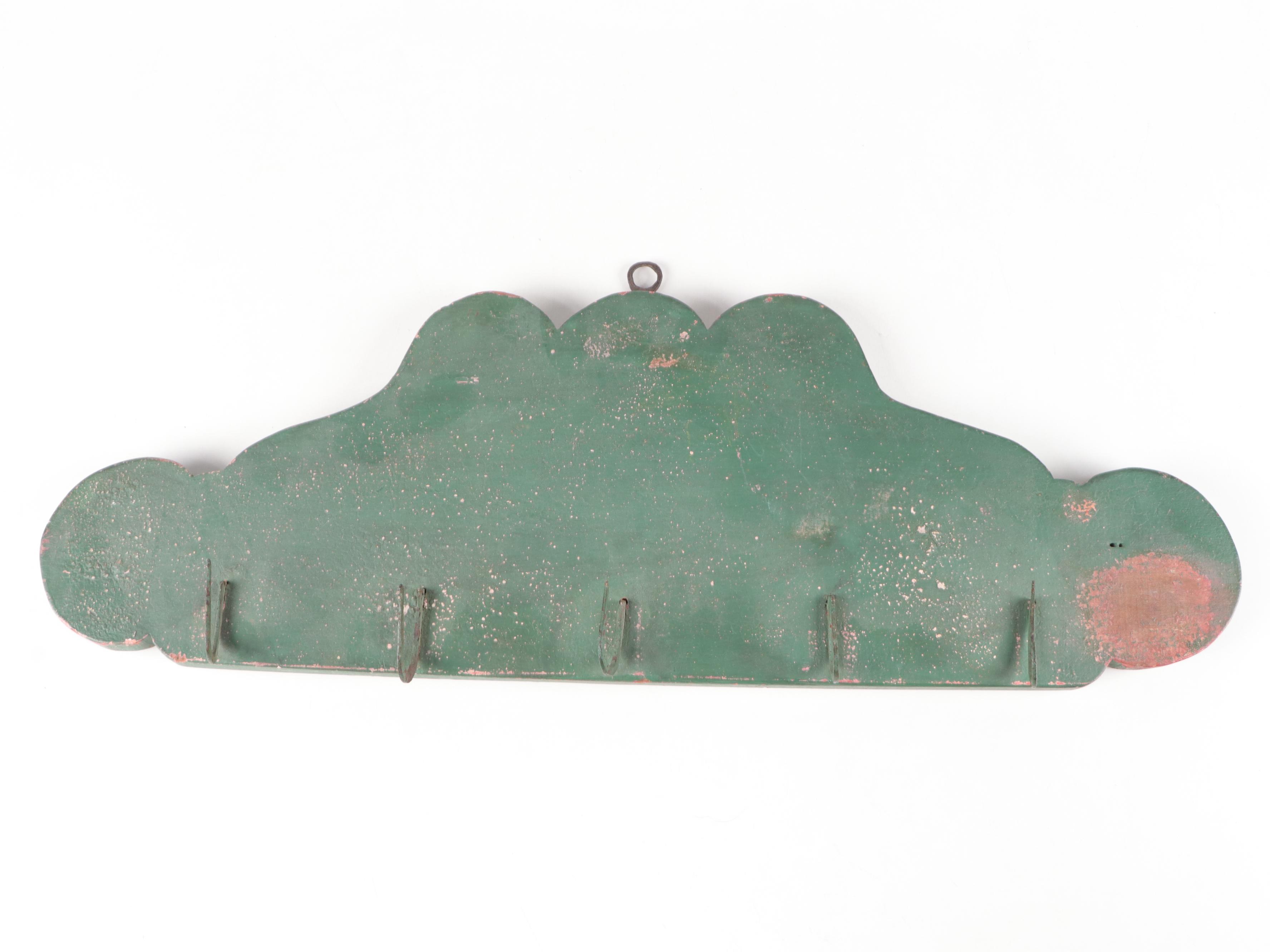 Primitive Wooden and Iron Game Hook or Herb Drying Rack