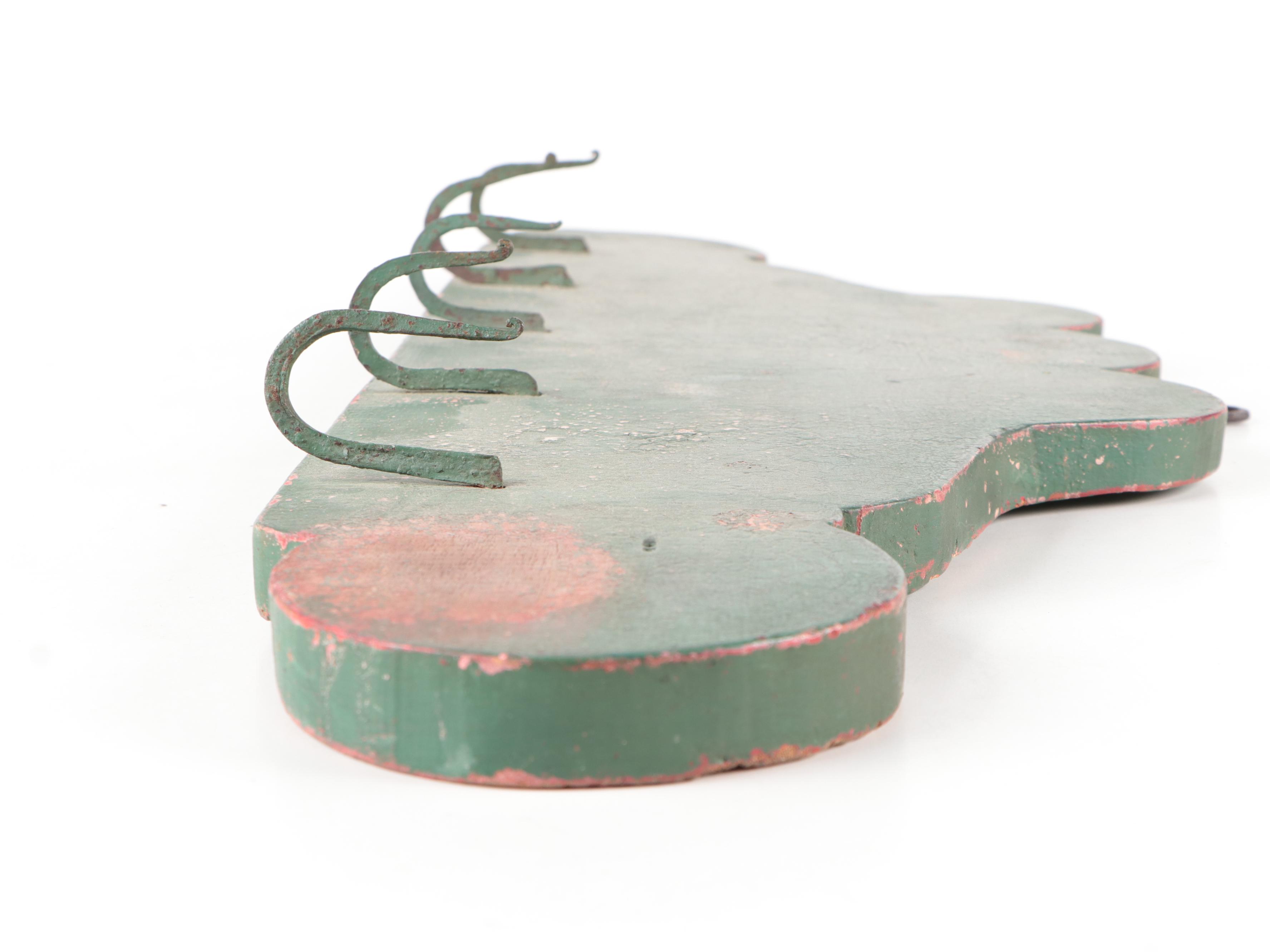 Primitive Wooden and Iron Game Hook or Herb Drying Rack