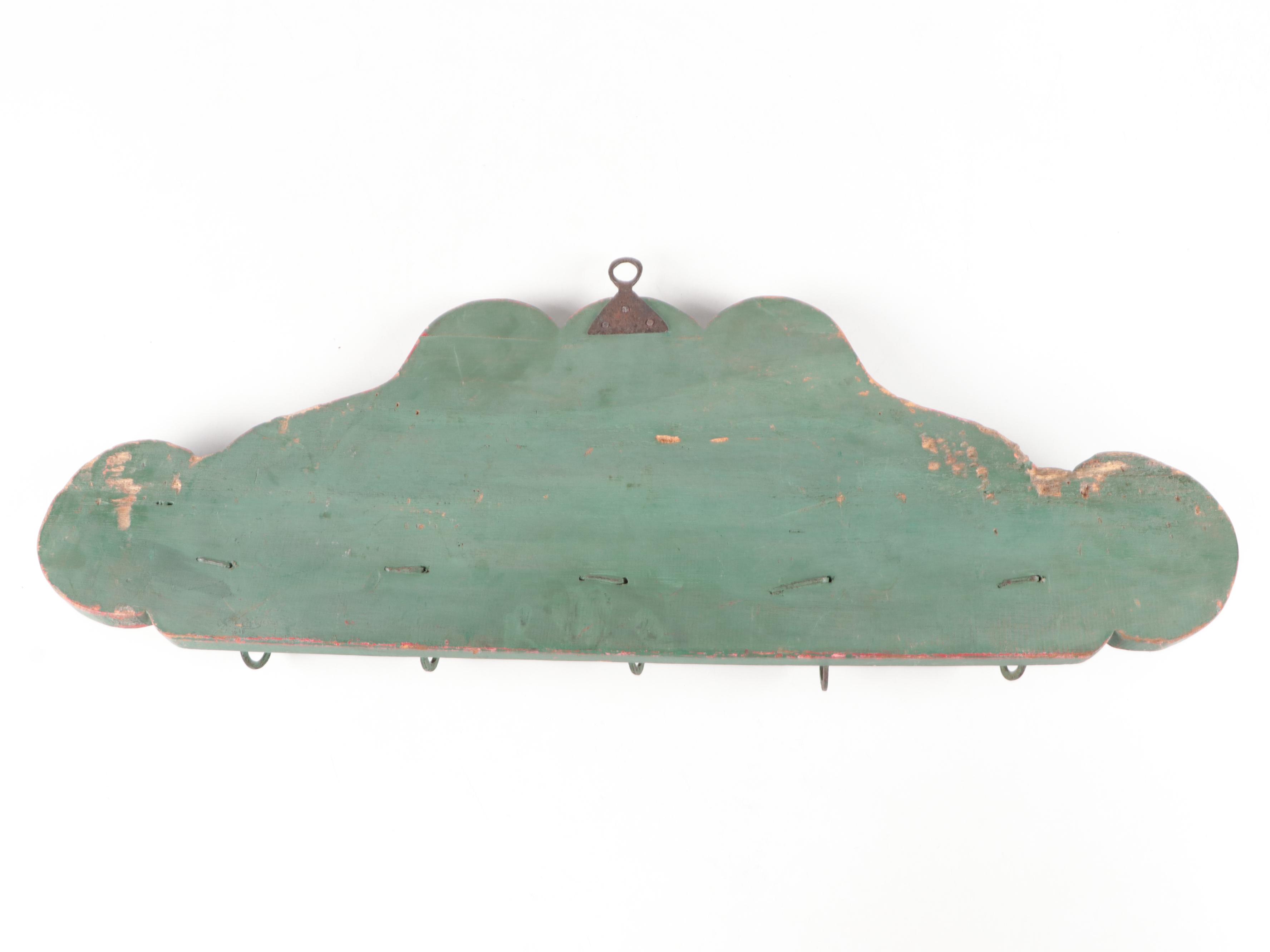 Primitive Wooden and Iron Game Hook or Herb Drying Rack