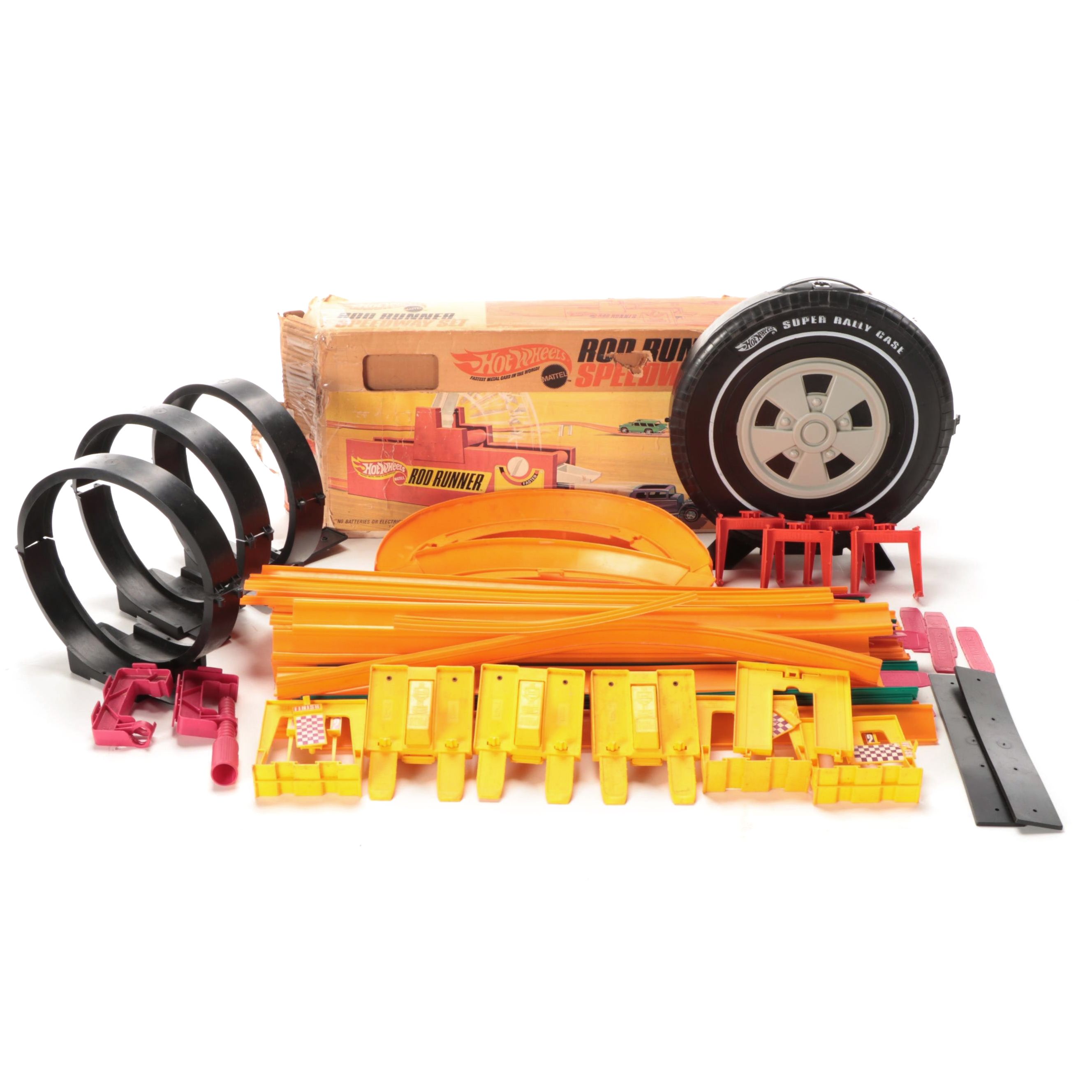 Hot Wheels Redlines with "Super Rally Case", "Rod Runner Speedway Set", More