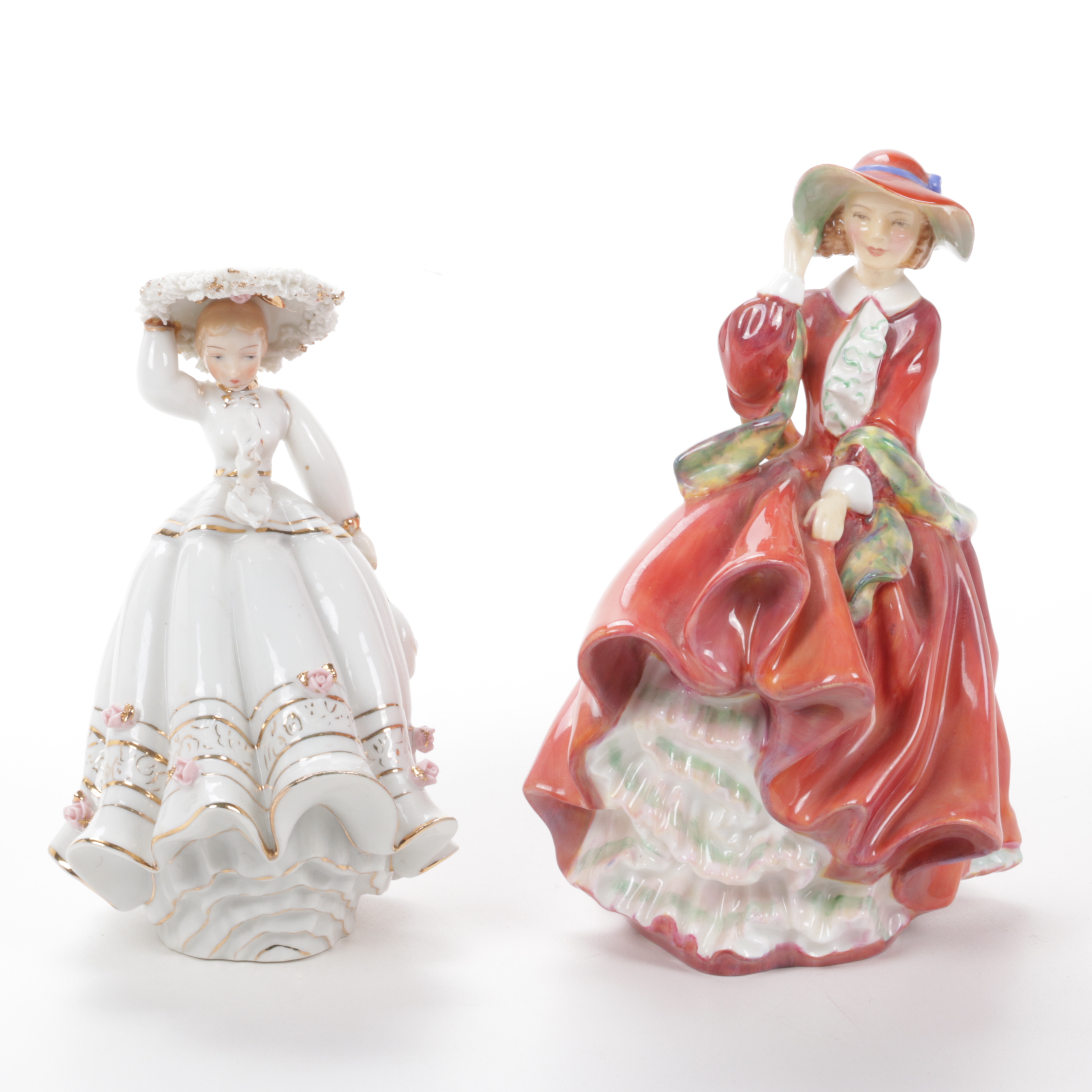 Hand-Painted Lefton China and Royal Doulton "Top O' the Hill" Figurines