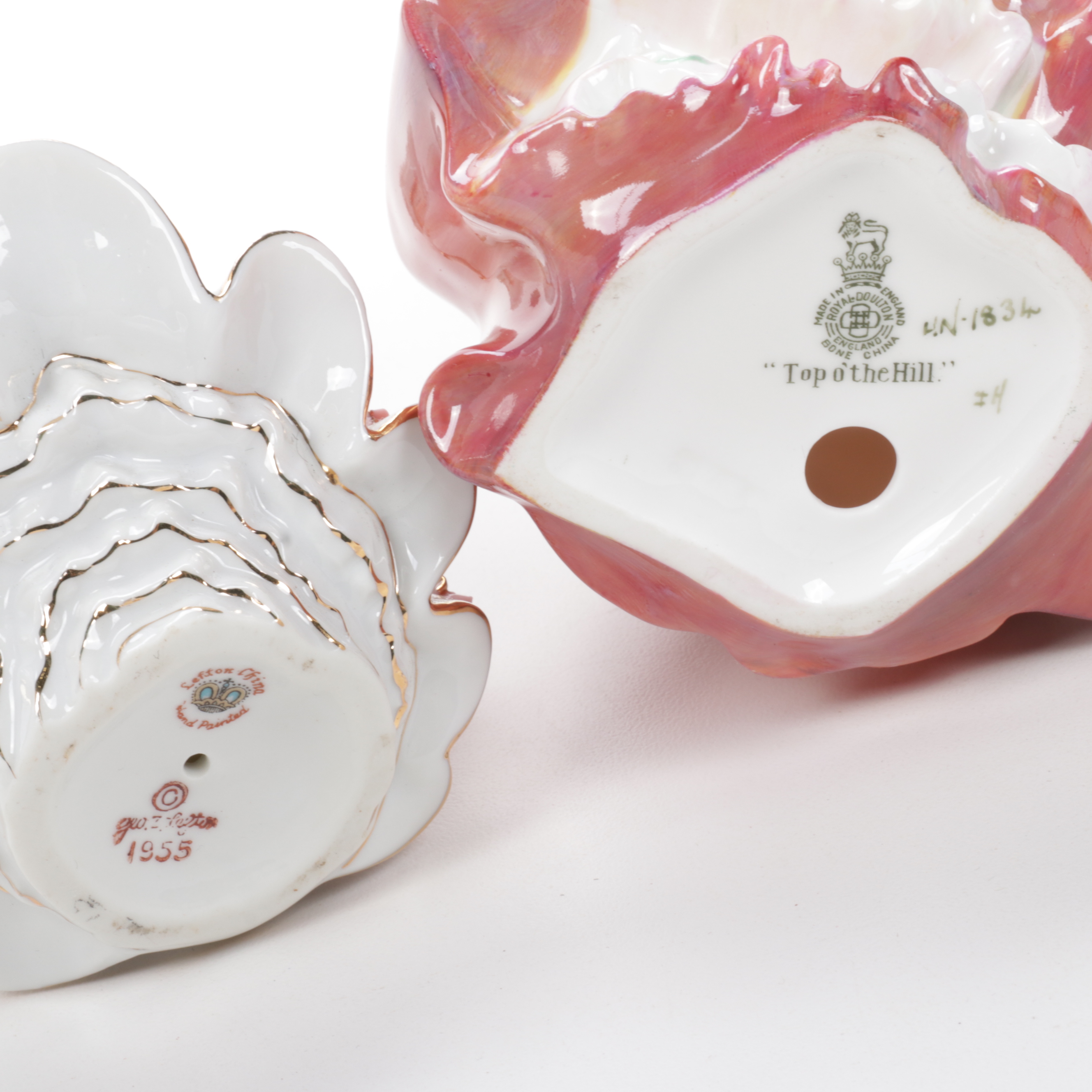 Hand-Painted Lefton China and Royal Doulton "Top O' the Hill" Figurines